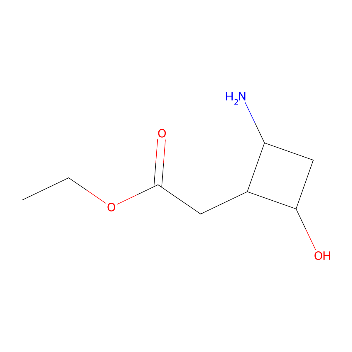 Ethyl 2-(2-amino-4-hydroxycyclobutyl)acetate molecular structure, CAS 2580217-62-3