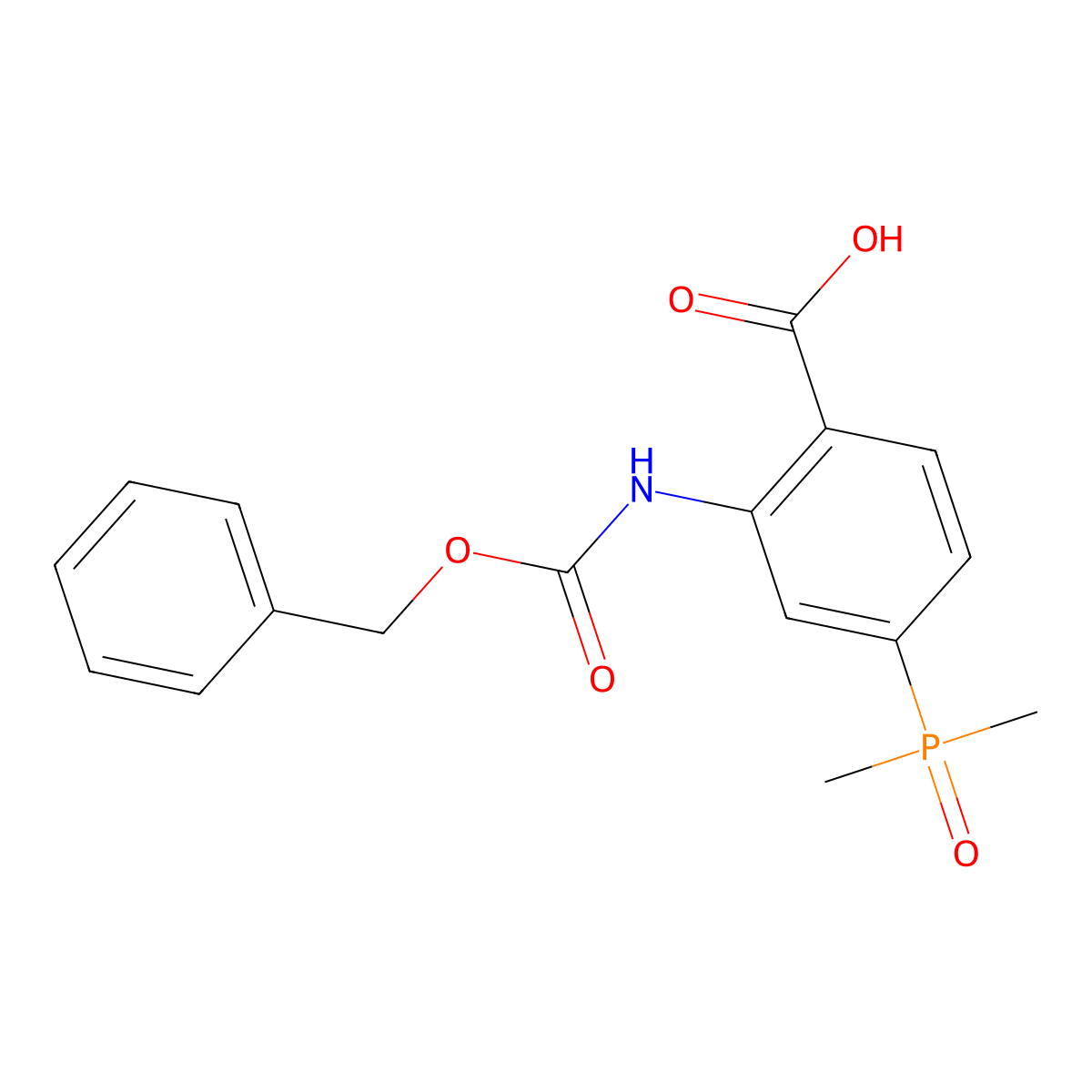 2-{[(Benzyloxy)carbonyl]amino}-4-(dimethylphosphoryl)benzoic acid molecular structure, CAS 2580217-72-5