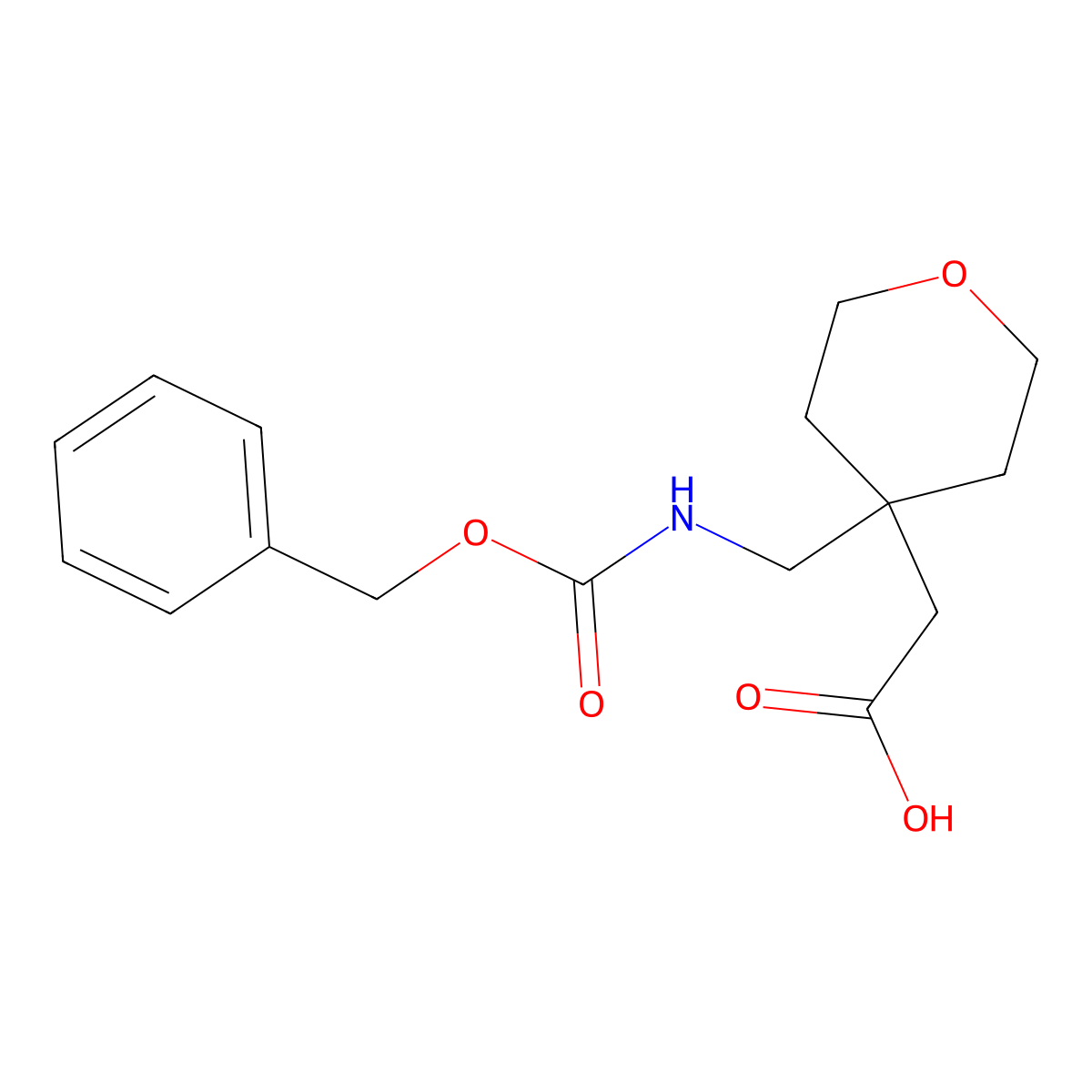 2-[4-({[(Benzyloxy)carbonyl]amino}methyl)oxan-4-yl]acetic acid molecular structure, CAS 2580217-80-5