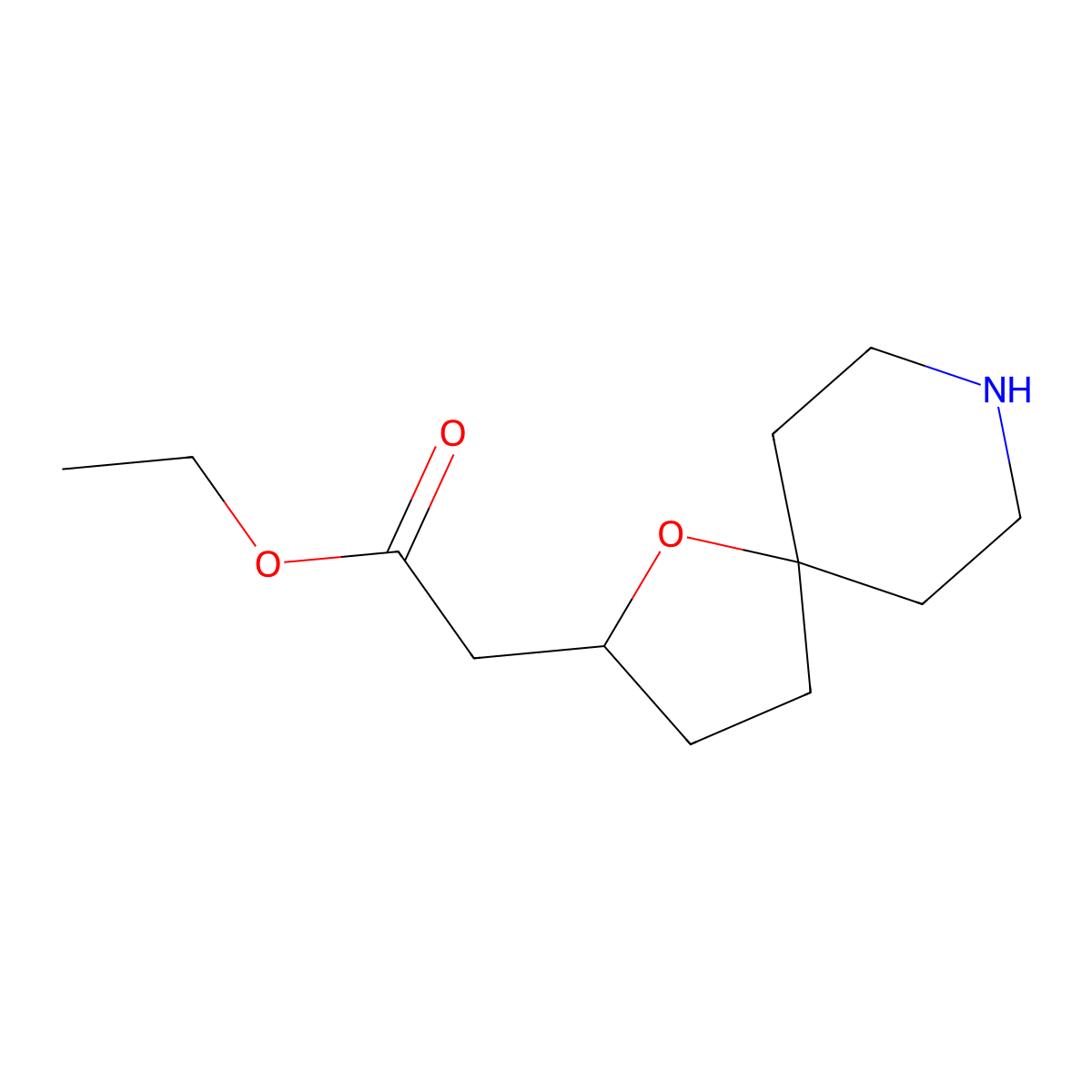 Ethyl 2-{1-oxa-8-azaspiro[4.5]decan-2-yl}acetate molecular structure, CAS 2580217-83-8