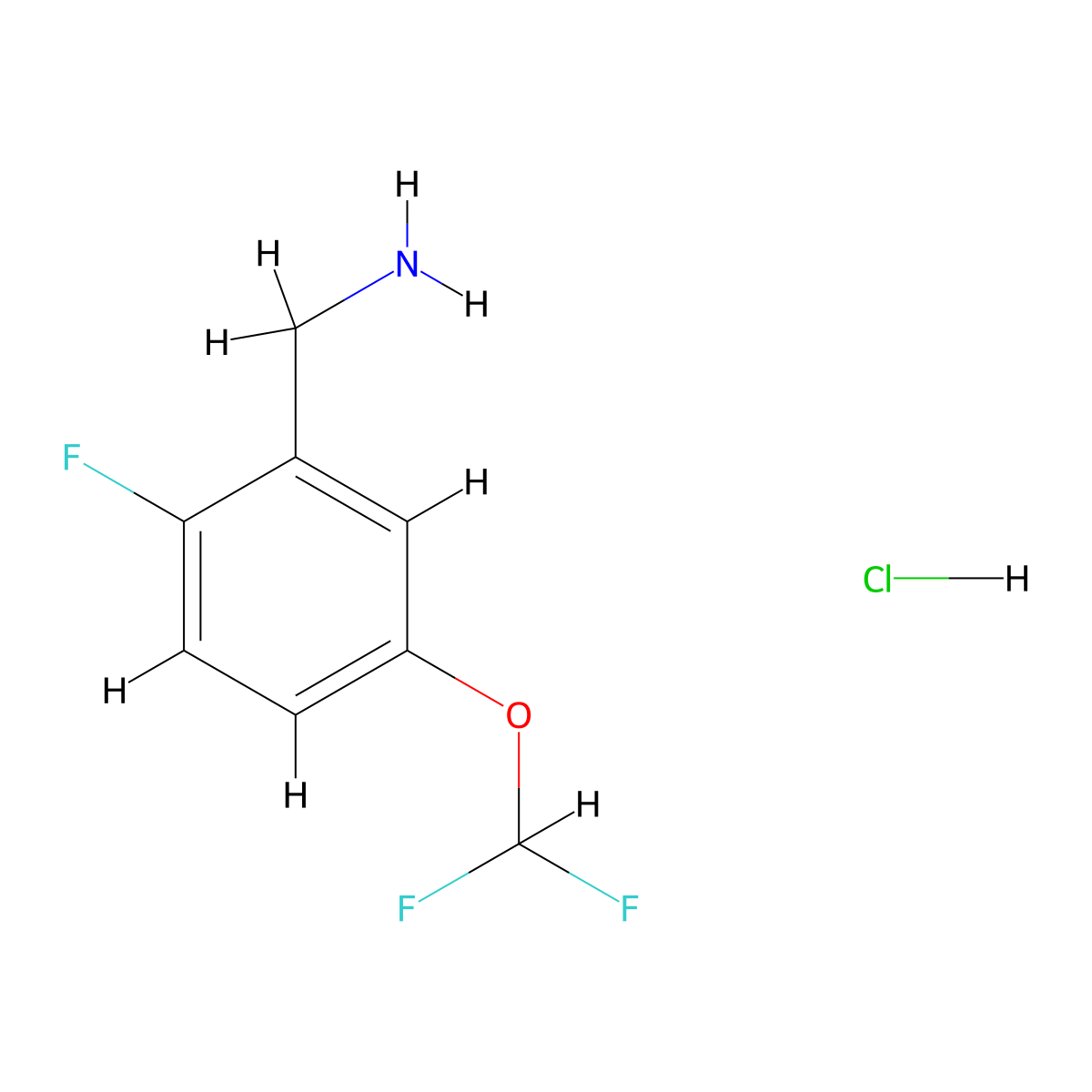 1-(5-(Difluoromethoxy)-2-fluorophenyl)methanamine hydrochloride molecular structure, CAS 2580217-87-2