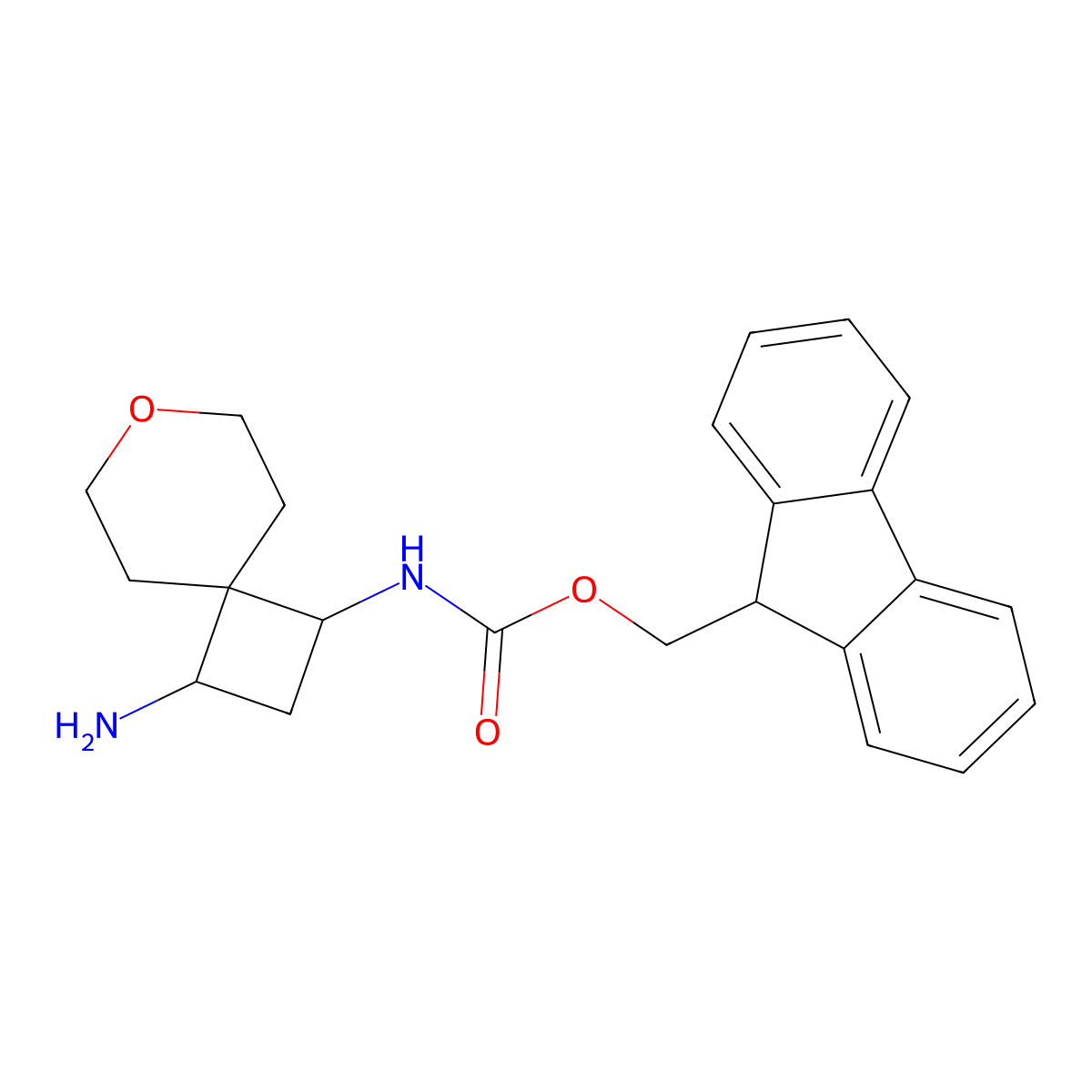 (9H-fluoren-9-yl)methyl N-{3-amino-7-oxaspiro[3.5]nonan-1-yl}carbamate molecular structure, CAS 2580217-89-4