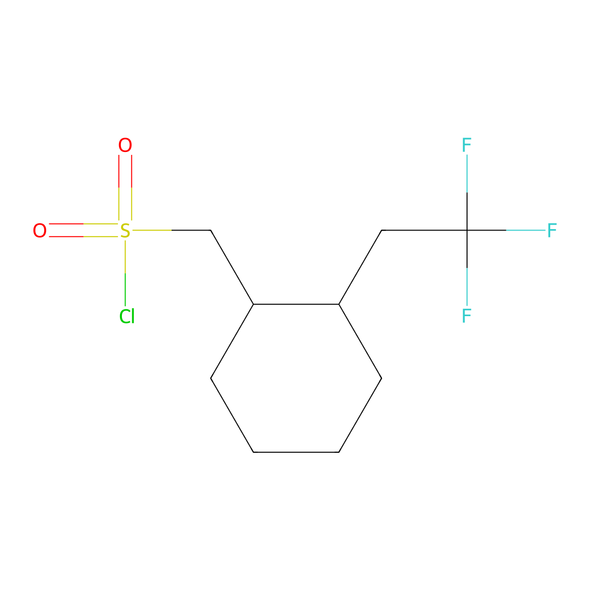 [2-(2,2,2-Trifluoroethyl)cyclohexyl]methanesulfonyl chloride molecular structure, CAS 2580217-92-9