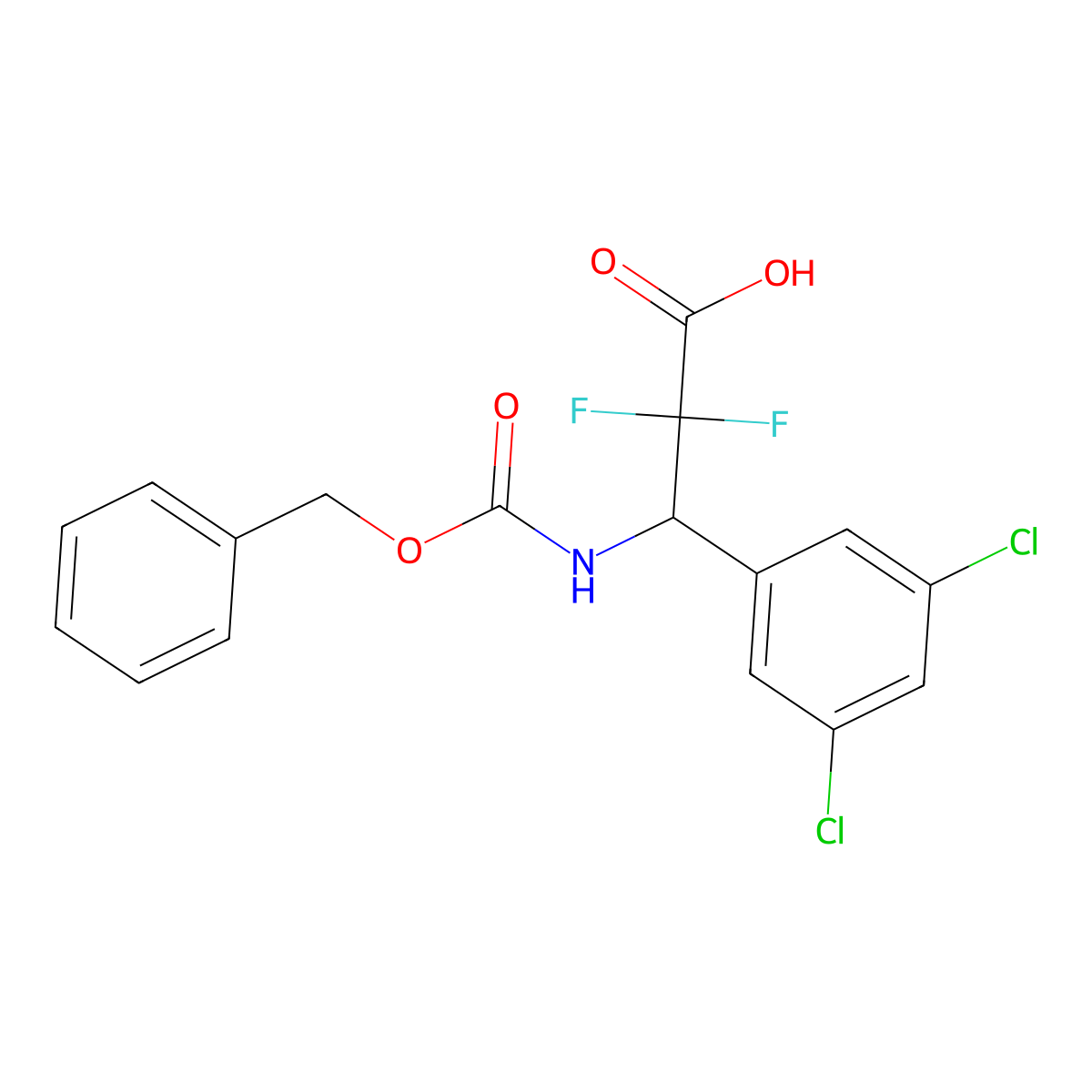3-{[(Benzyloxy)carbonyl]amino}-3-(3,5-dichlorophenyl)-2,2-difluoropropanoic acid molecular structure, CAS 2580217-93-0
