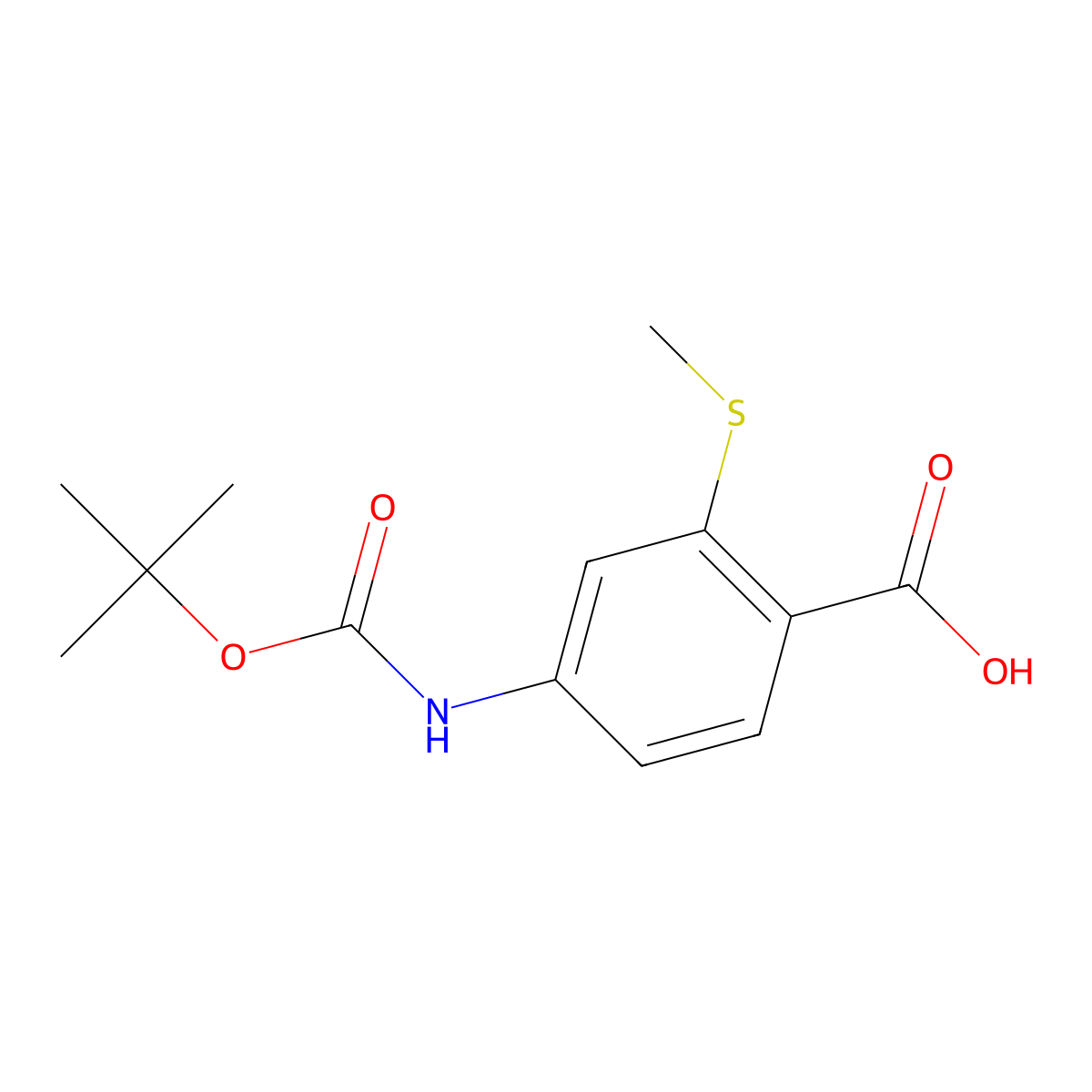 4-{[(Tert-butoxy)carbonyl]amino}-2-(methylsulfanyl)benzoic acid molecular structure, CAS 2580218-01-3