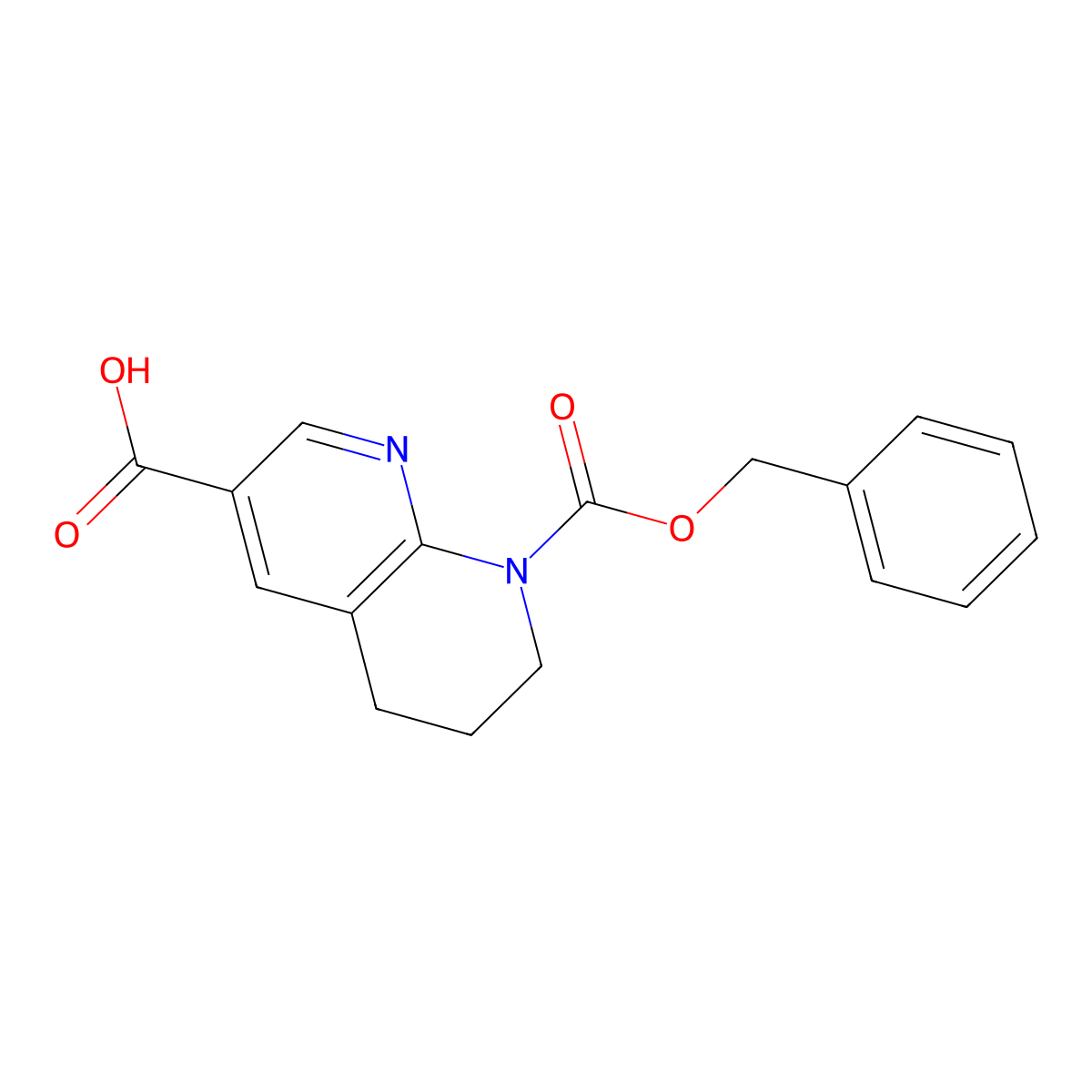 8-[(Benzyloxy)carbonyl]-5,6,7,8-tetrahydro-1,8-naphthyridine-3-carboxylic acid molecular structure, CAS 2580218-03-5