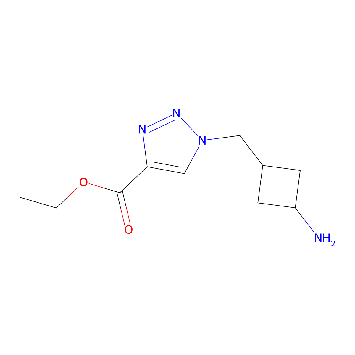 ethyl 1-[(3-aminocyclobutyl)methyl]-1H-1,2,3-triazole-4-carboxylate molecular structure, CAS 2580218-04-6
