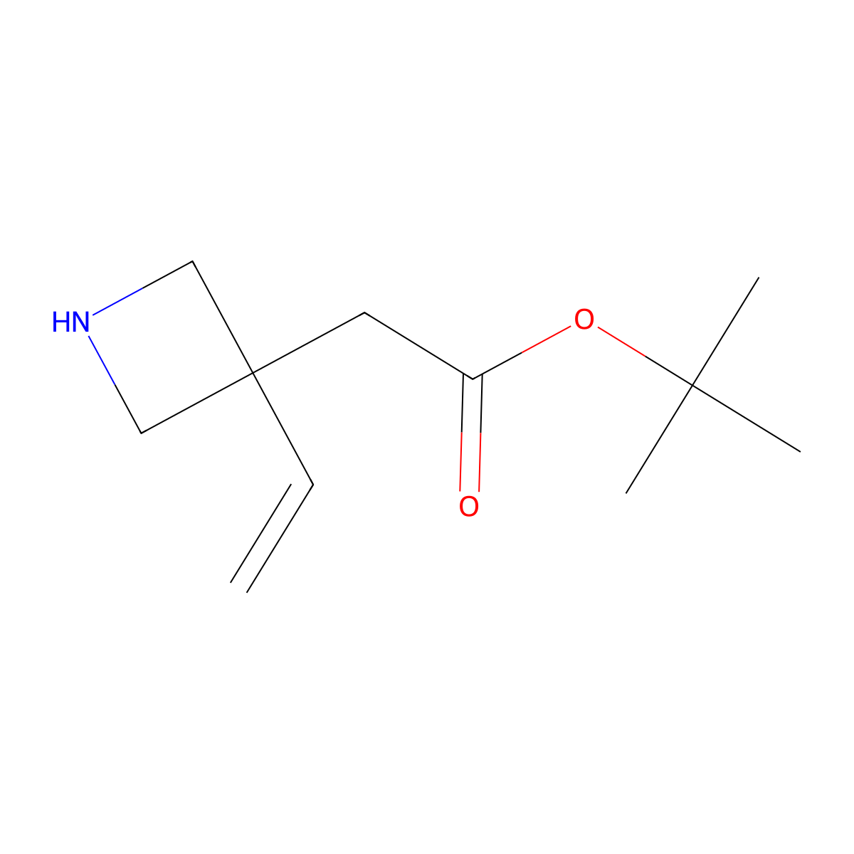Tert-butyl 2-(3-ethenylazetidin-3-yl)acetate molecular structure, CAS 2580218-05-7