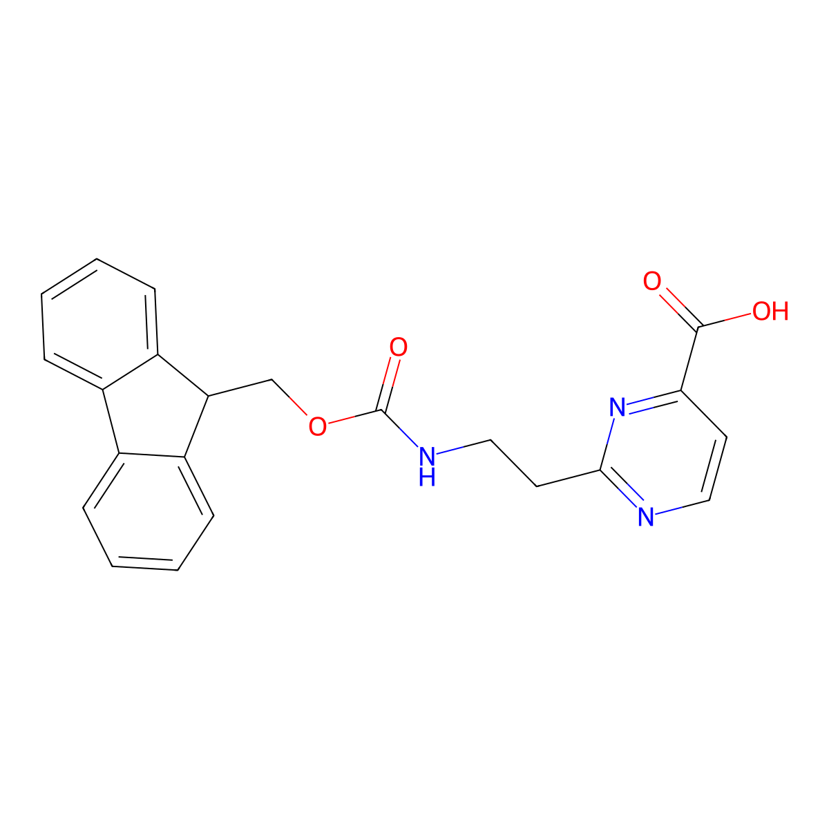 2-[2-({[(9H-fluoren-9-yl)methoxy]carbonyl}amino)ethyl]pyrimidine-4-carboxylic acid molecular structure, CAS 2580218-13-7