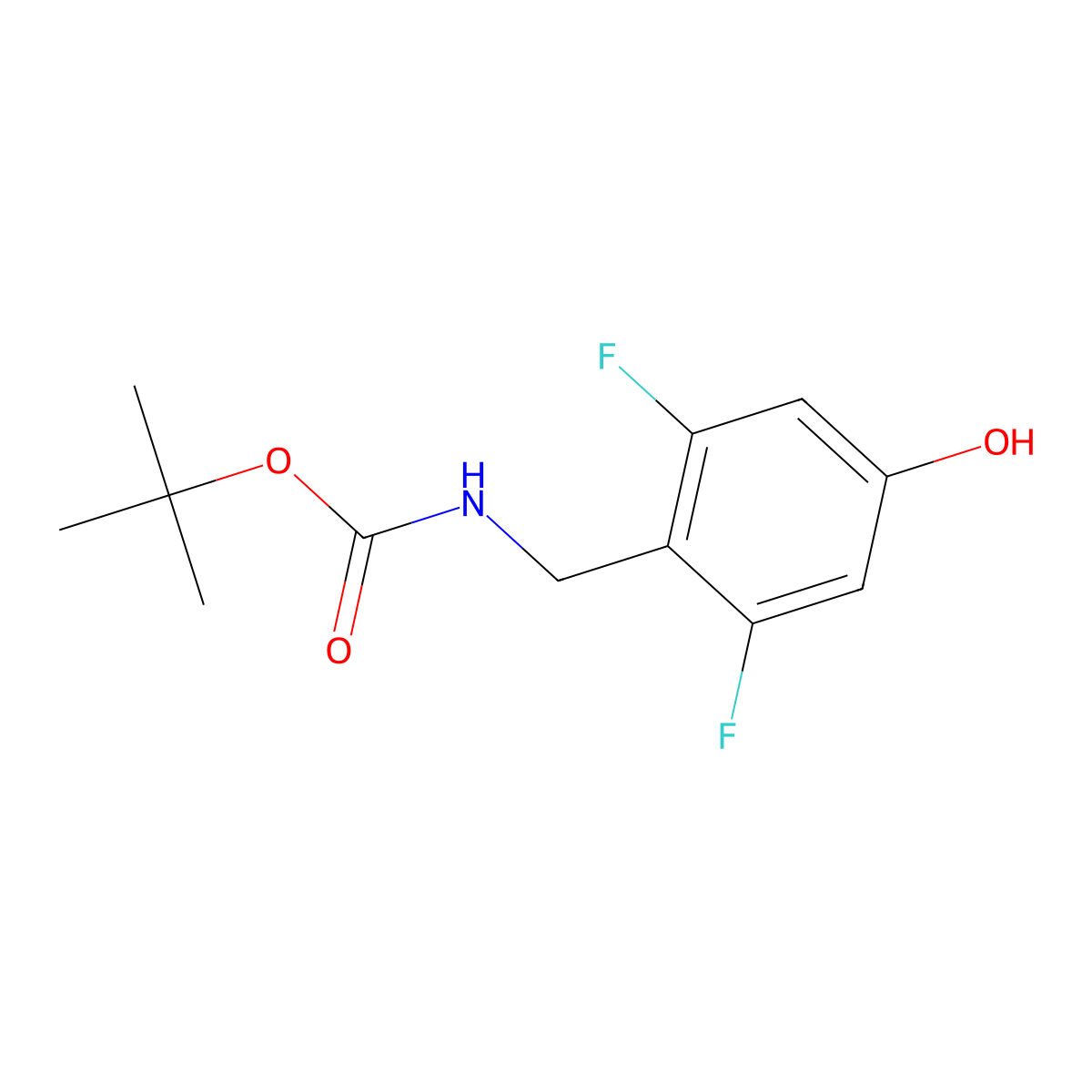 tert-butyl N-[(2,6-difluoro-4-hydroxyphenyl)methyl]carbamate molecular structure, CAS 2580218-27-3