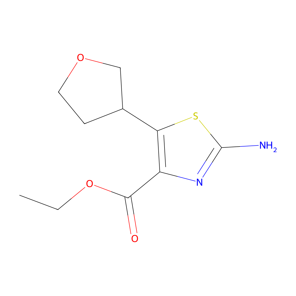 Ethyl 2-amino-5-(oxolan-3-yl)-1,3-thiazole-4-carboxylate molecular structure, CAS 2580218-34-2
