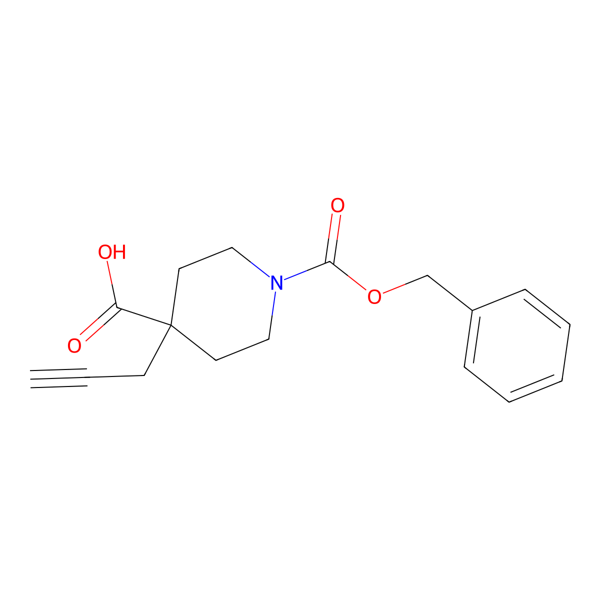1-[(Benzyloxy)carbonyl]-4-(prop-2-yn-1-yl)piperidine-4-carboxylic acid molecular structure, CAS 2580218-40-0