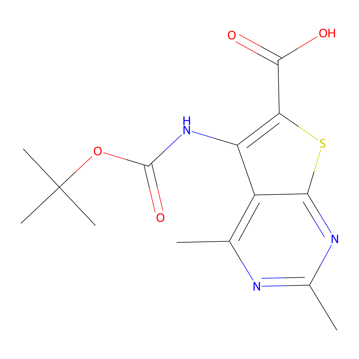 5-{[(Tert-butoxy)carbonyl]amino}-2,4-dimethylthieno[2,3-d]pyrimidine-6-carboxylic acid molecular structure, CAS 2580218-44-4