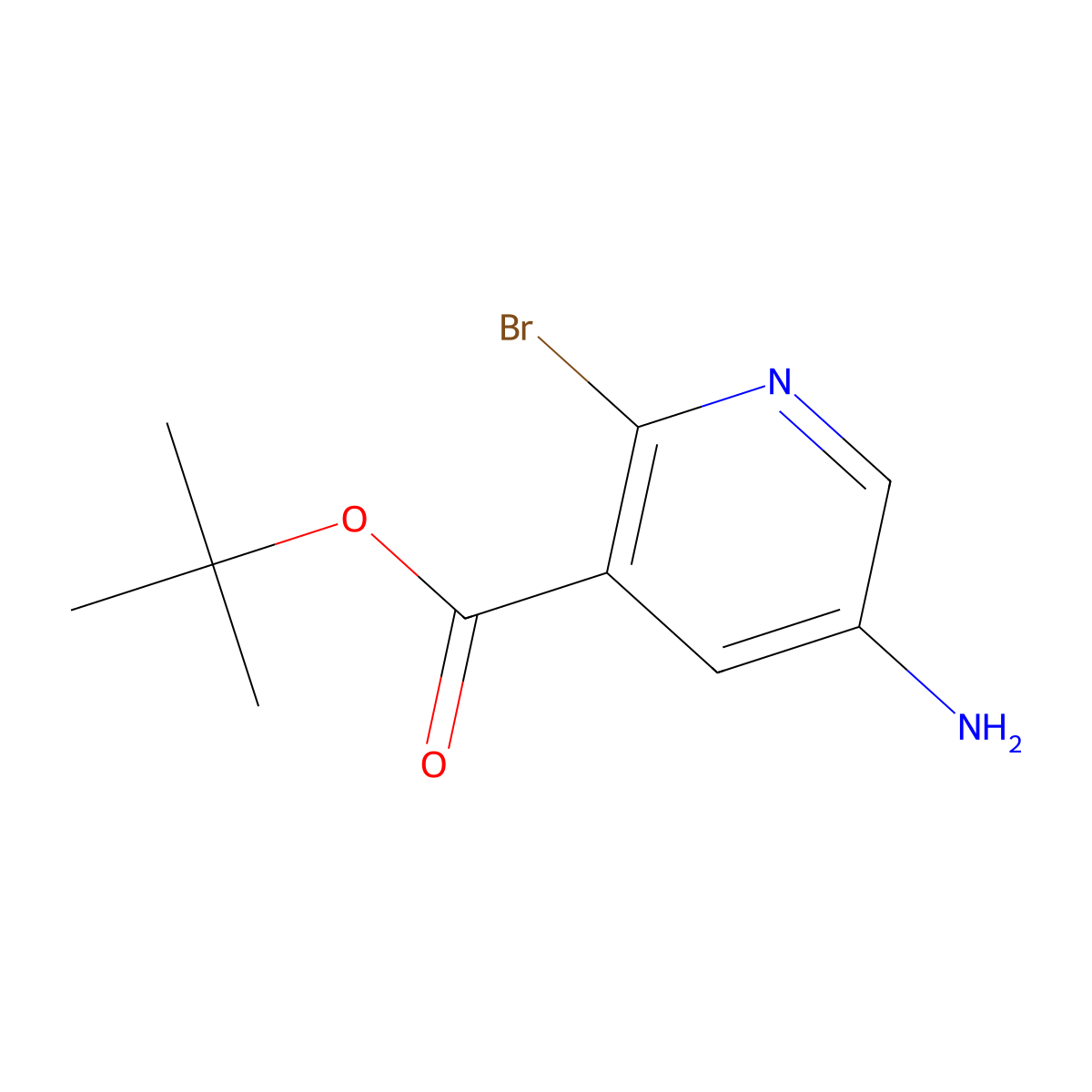 Tert-butyl 5-amino-2-bromopyridine-3-carboxylate molecular structure, CAS 2580218-50-2