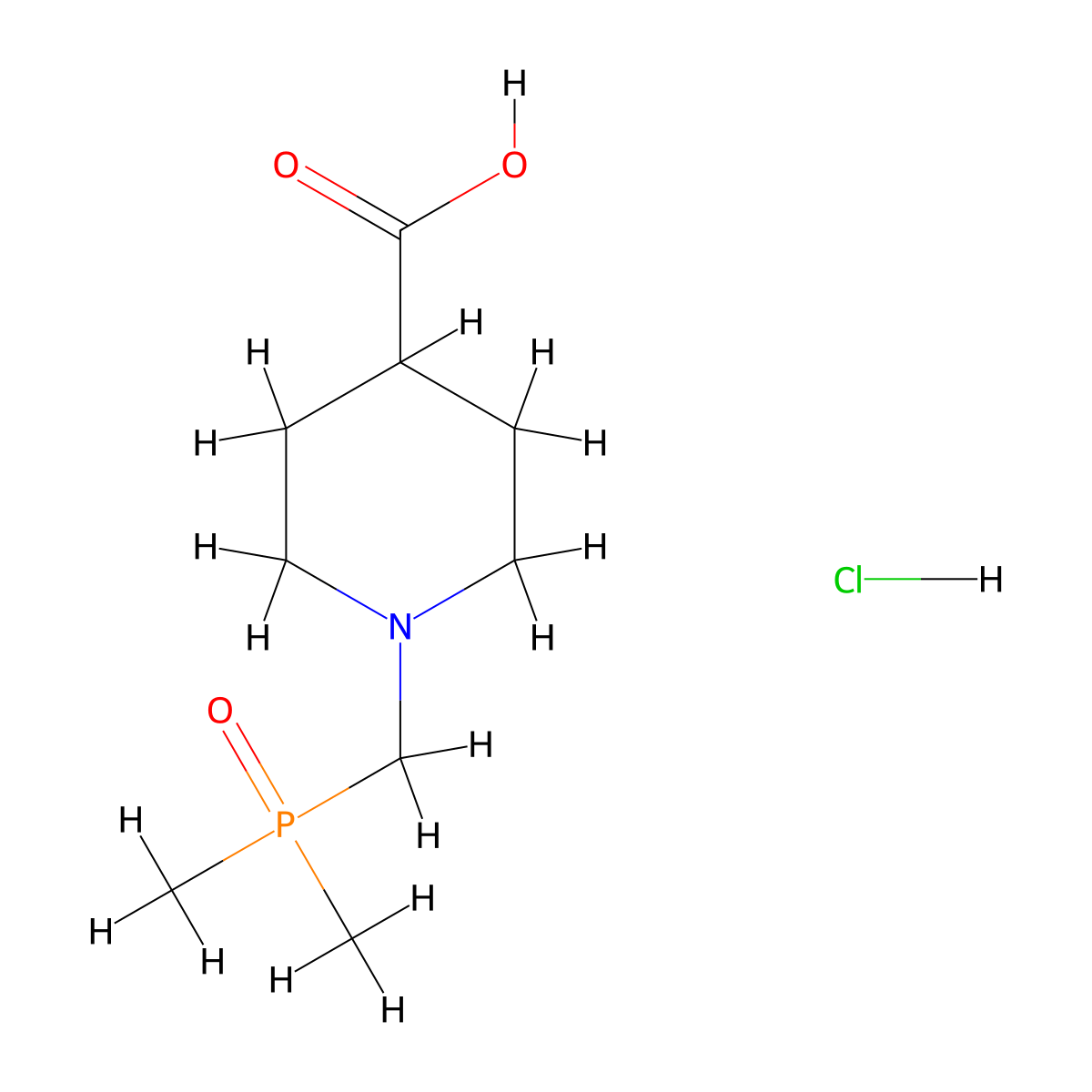 1-(Dimethylphosphorylmethyl)piperidine-4-carboxylic acid;hydrochloride molecular structure, CAS 2580218-55-7