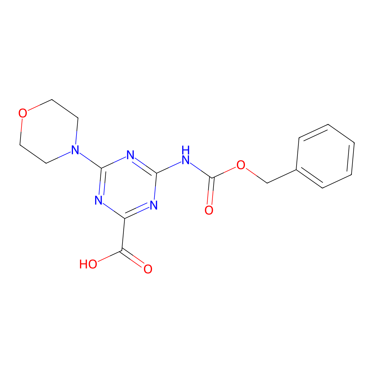 4-{[(Benzyloxy)carbonyl]amino}-6-(morpholin-4-yl)-1,3,5-triazine-2-carboxylic acid molecular structure, CAS 2580218-60-4