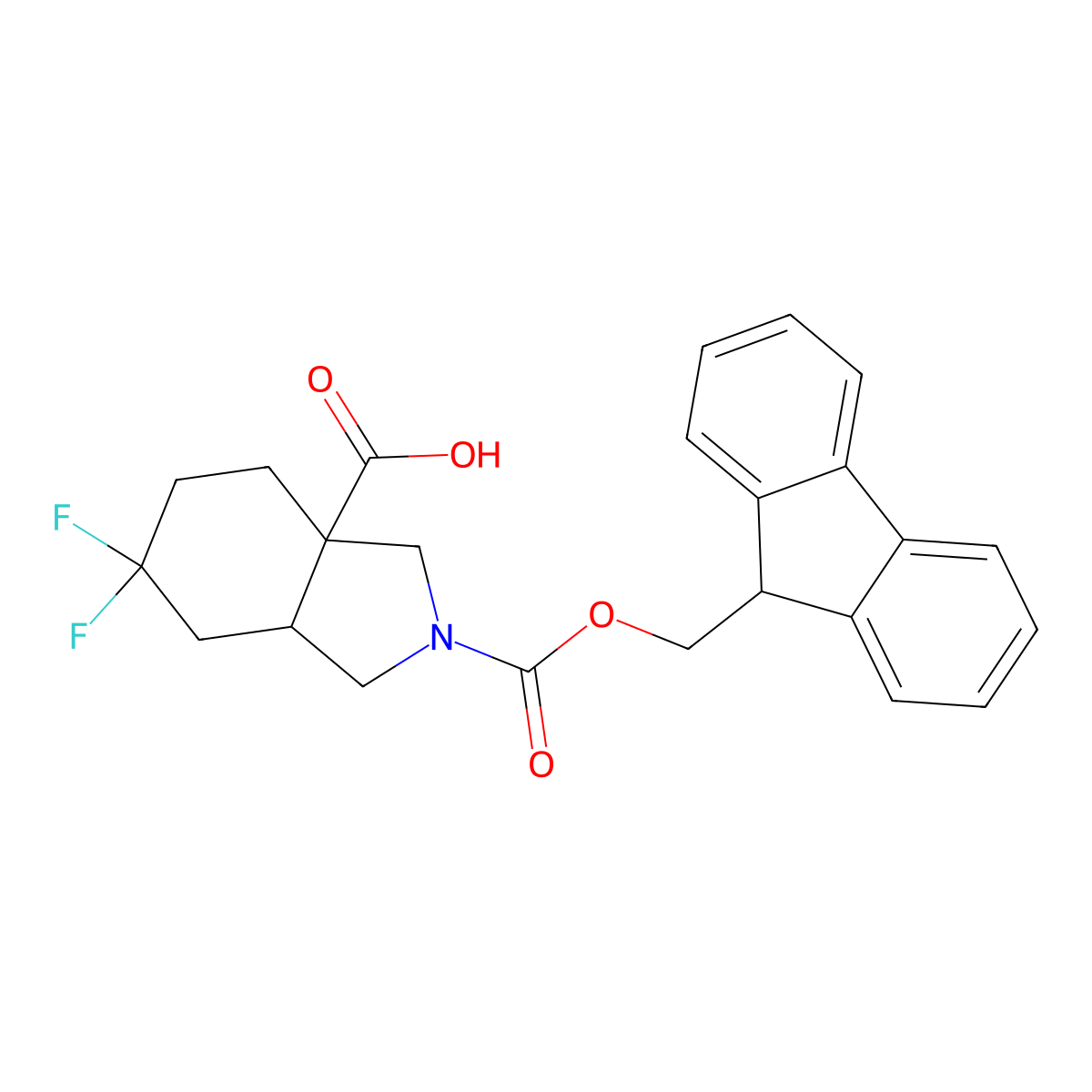 2-{[(9H-fluoren-9-yl)methoxy]carbonyl}-6,6-difluoro-octahydro-1H-isoindole-3a-carboxylic acid molecular structure, CAS 2580218-64-8