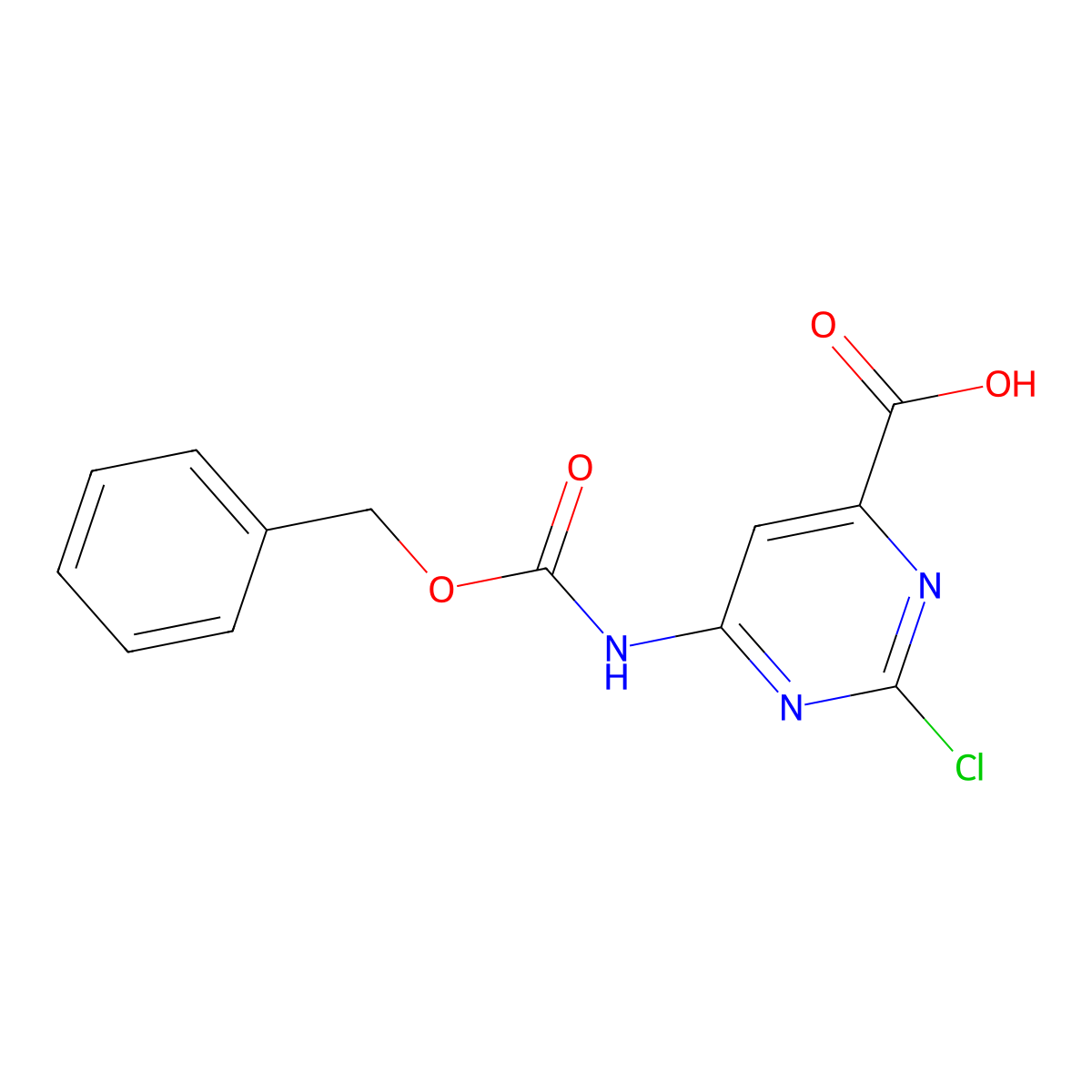 6-{[(Benzyloxy)carbonyl]amino}-2-chloropyrimidine-4-carboxylic acid molecular structure, CAS 2580218-65-9