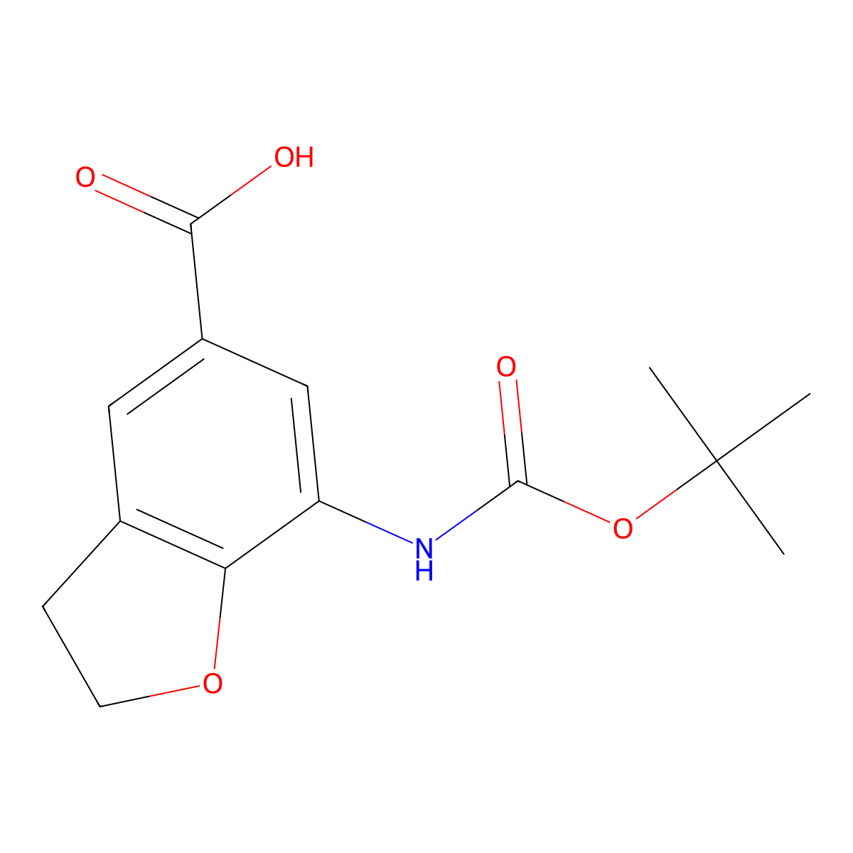 7-{[(Tert-butoxy)carbonyl]amino}-2,3-dihydro-1-benzofuran-5-carboxylic acid molecular structure, CAS 2580218-77-3