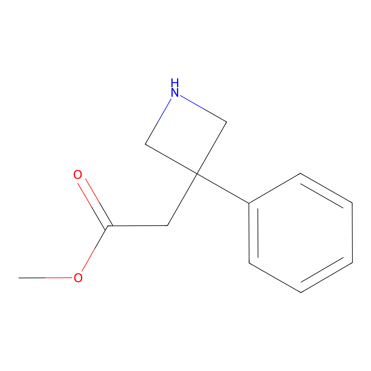 Methyl 2-(3-phenylazetidin-3-yl)acetate molecular structure, CAS 2580218-78-4