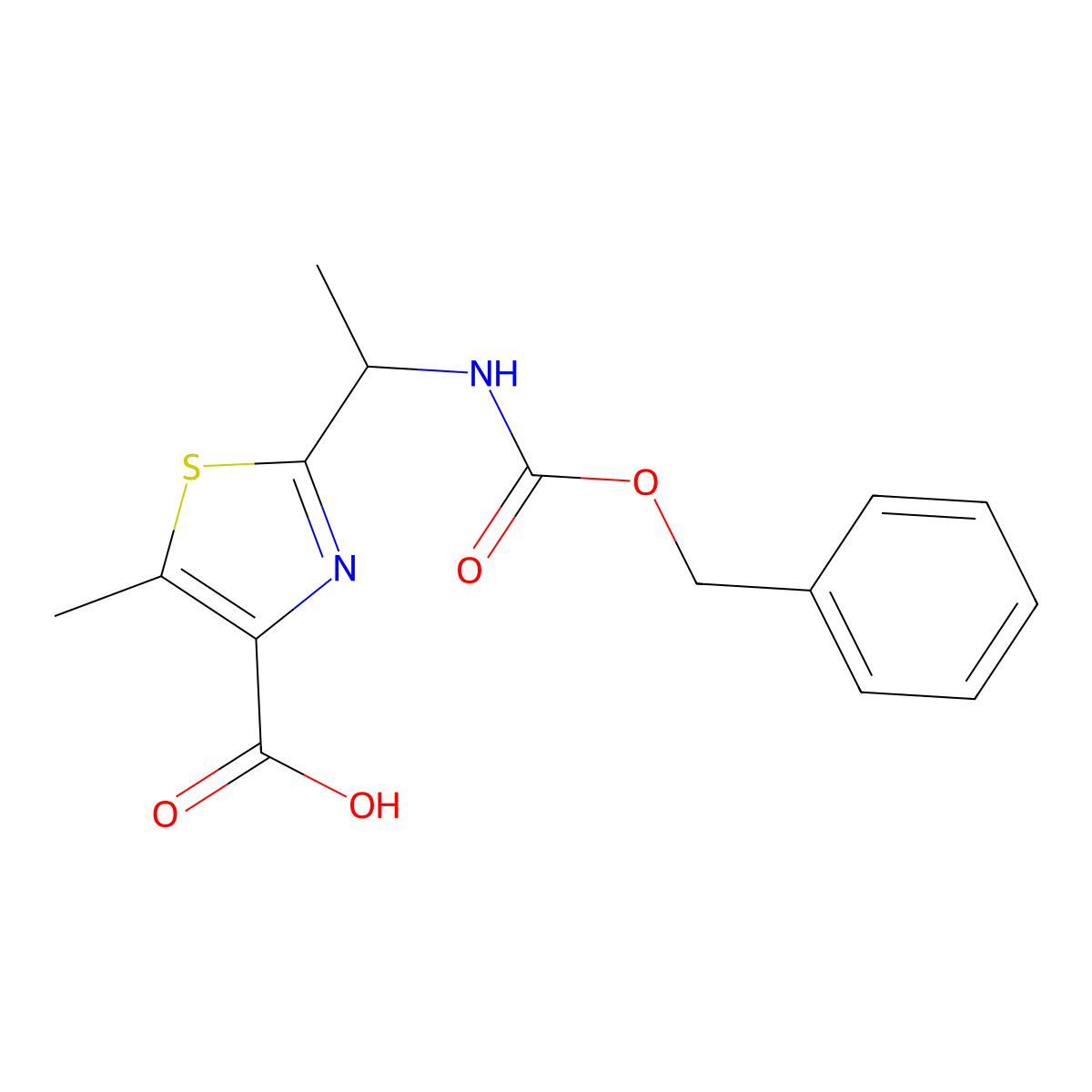2-(1-{[(Benzyloxy)carbonyl]amino}ethyl)-5-methyl-1,3-thiazole-4-carboxylic acid molecular structure, CAS 2580218-99-9