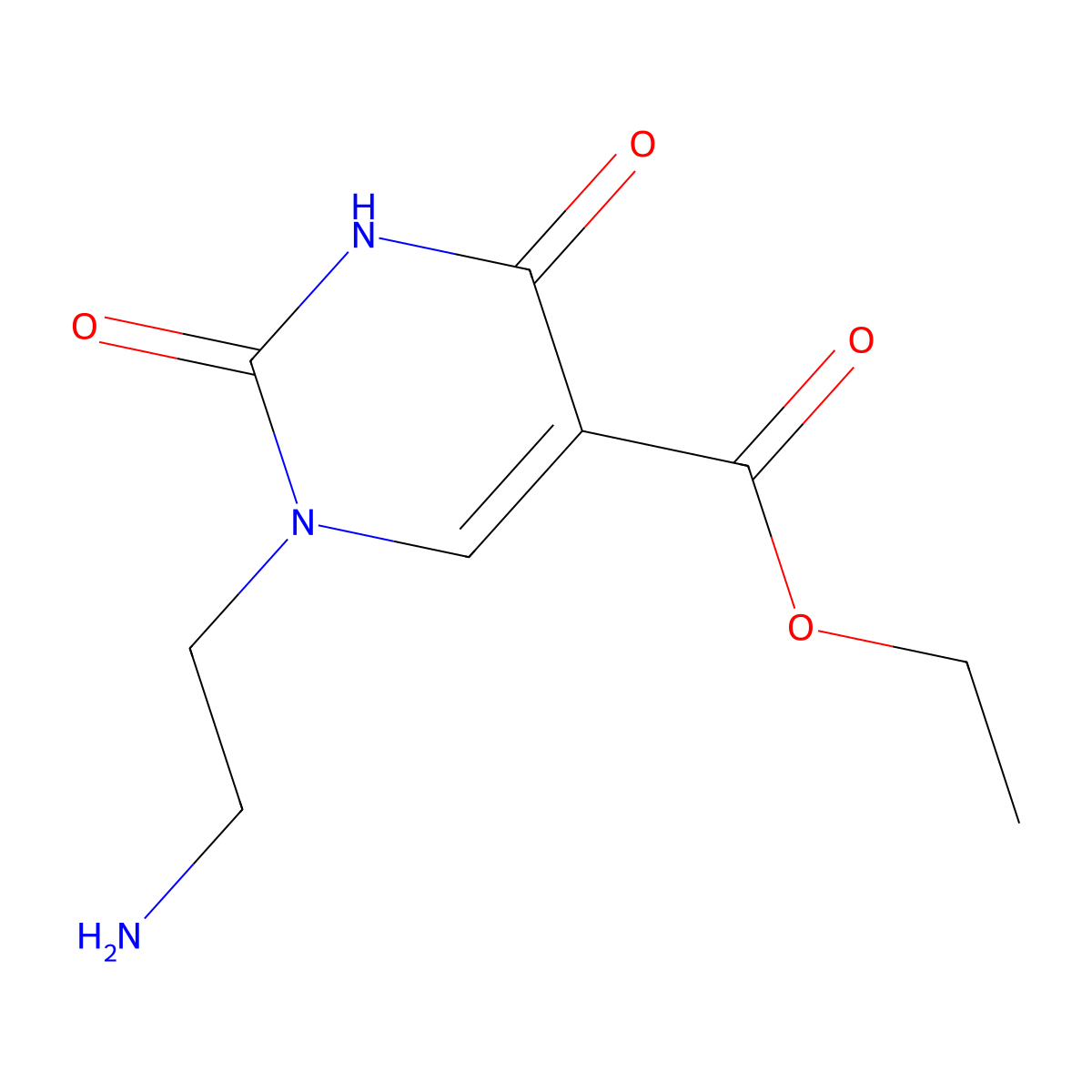Ethyl 1-(2-aminoethyl)-2,4-dioxo-1,2,3,4-tetrahydropyrimidine-5-carboxylate molecular structure, CAS 2580219-00-5