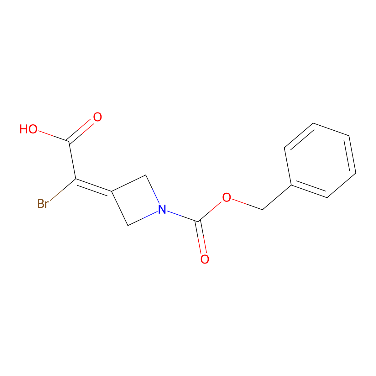 2-{1-[(Benzyloxy)carbonyl]azetidin-3-ylidene}-2-bromoacetic acid molecular structure, CAS 2580219-01-6