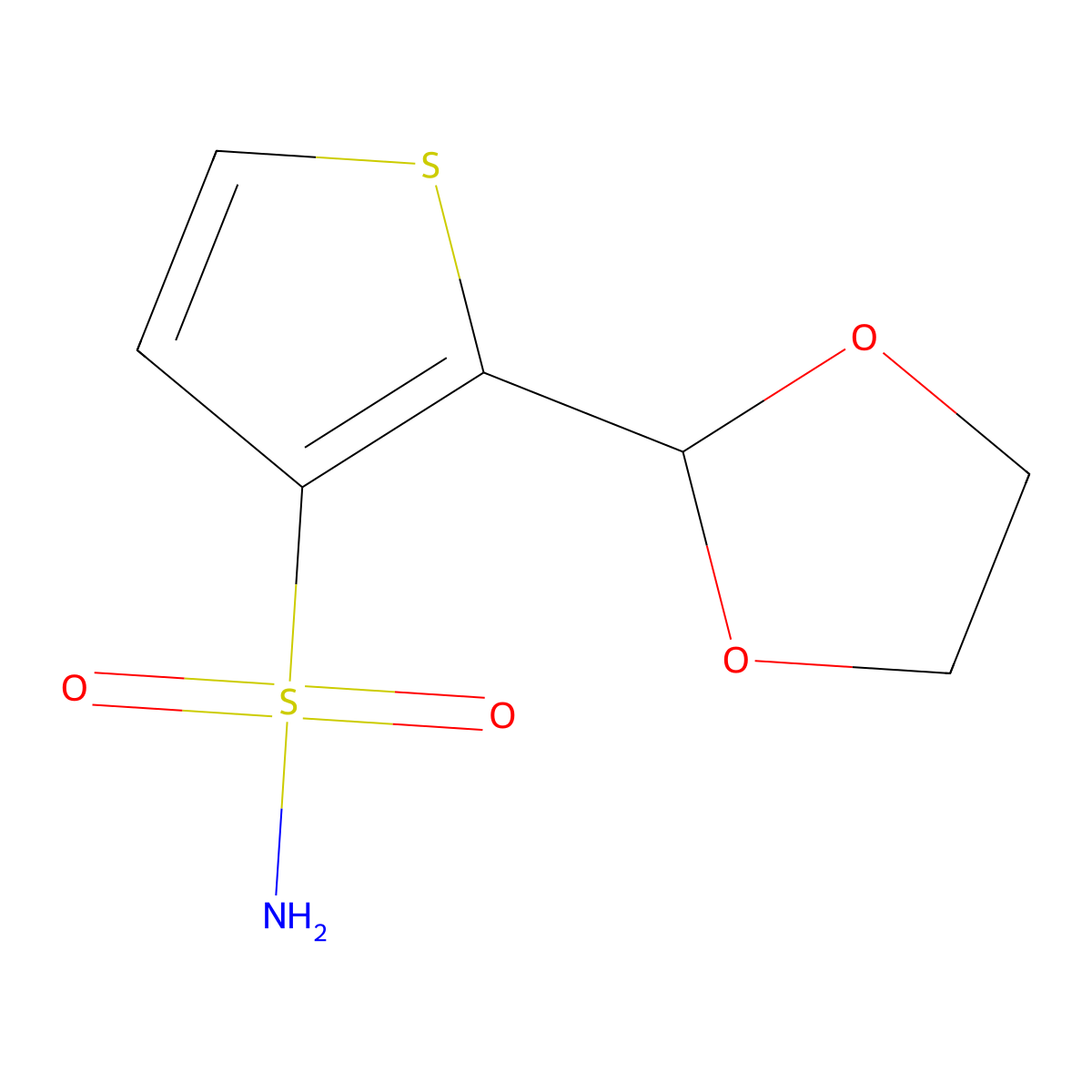 2-(1,3-Dioxolan-2-yl)thiophene-3-sulfonamide molecular structure, CAS 2580219-03-8