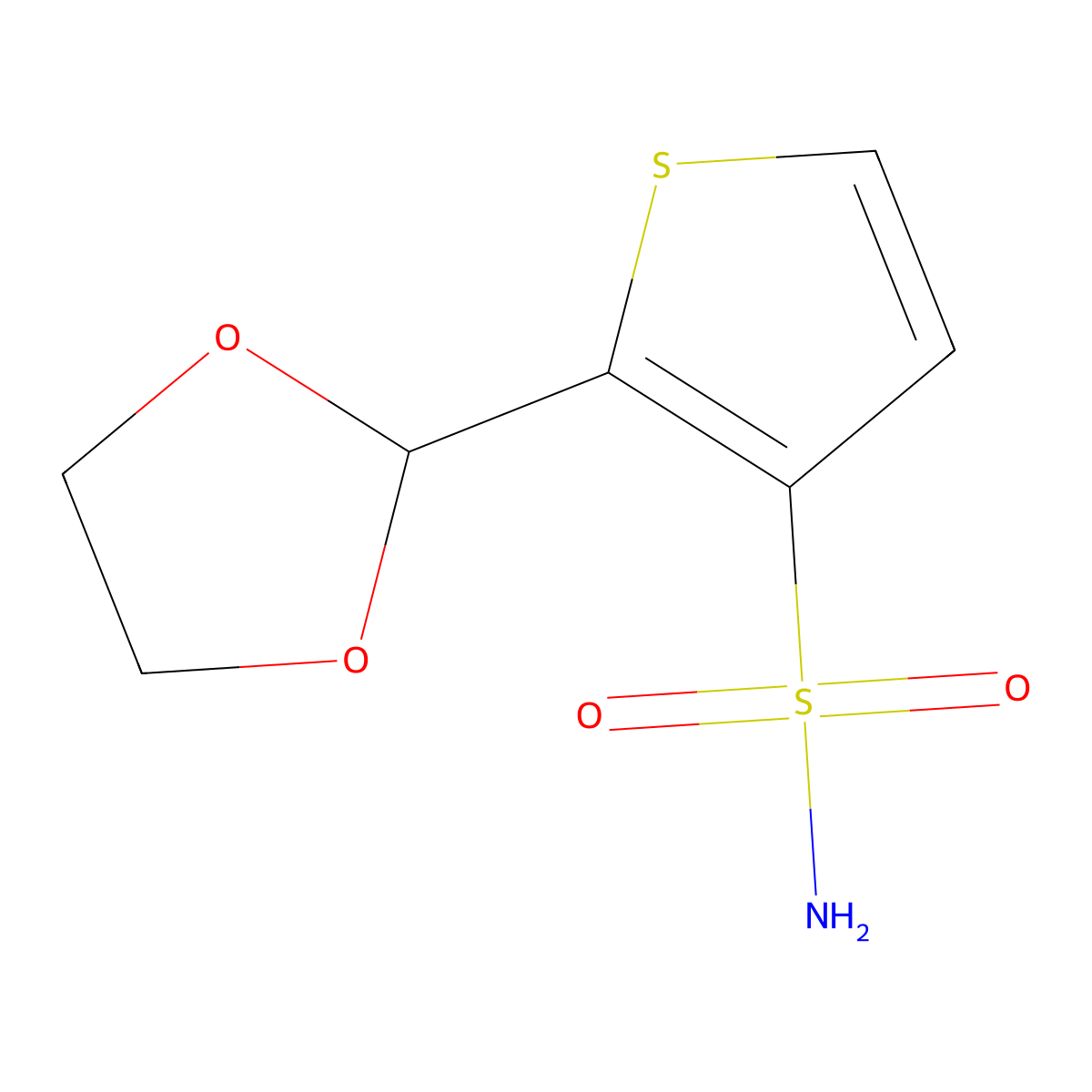 2-(1,3-Dioxolan-2-yl)thiophene-3-sulfonamide molecular structure, CAS 2580219-03-8