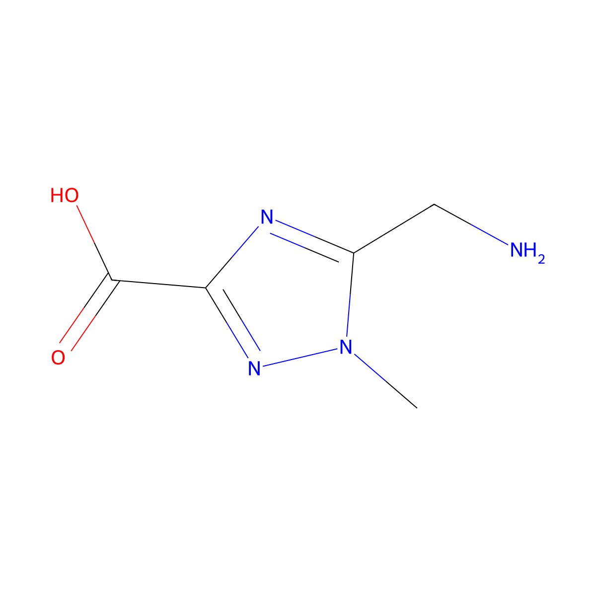 5-(aminomethyl)-1-methyl-1H-1,2,4-triazole-3-carboxylic acid molecular structure, CAS 2580219-07-2