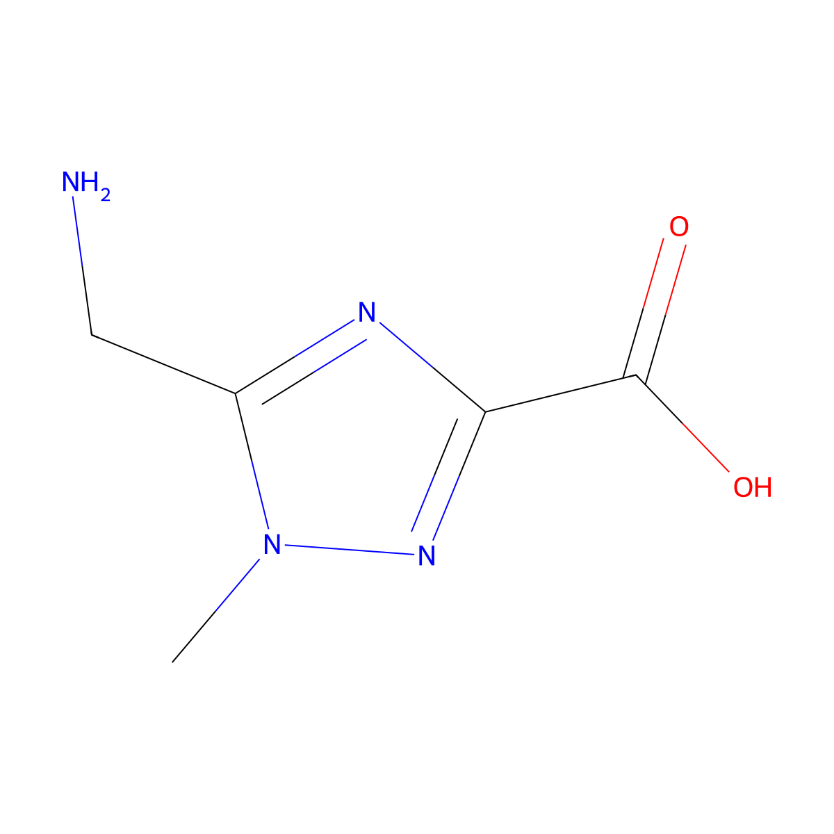 5-(aminomethyl)-1-methyl-1H-1,2,4-triazole-3-carboxylic acid molecular structure, CAS 2580219-07-2