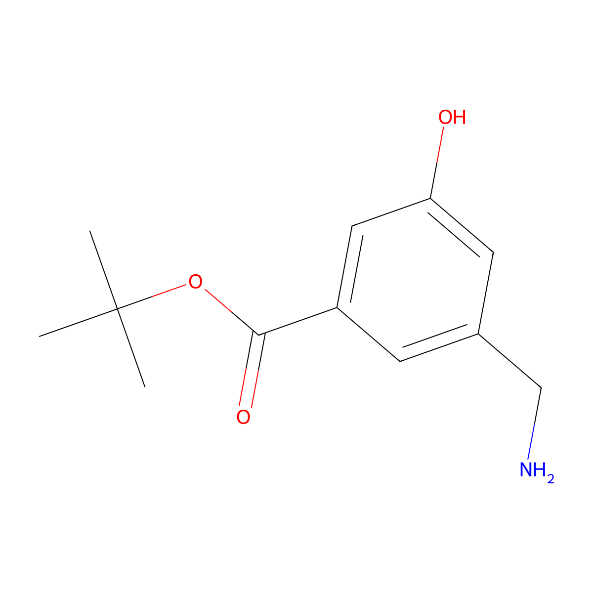 Tert-butyl 3-(aminomethyl)-5-hydroxybenzoate molecular structure, CAS 2580219-13-0