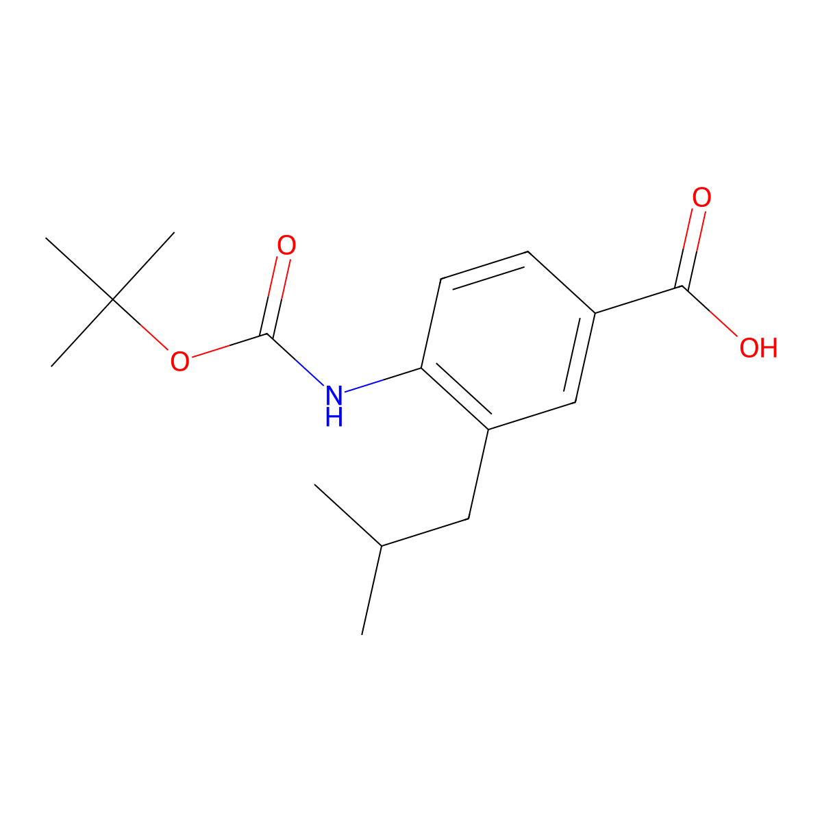4-{[(Tert-butoxy)carbonyl]amino}-3-(2-methylpropyl)benzoic acid molecular structure, CAS 2580219-15-2