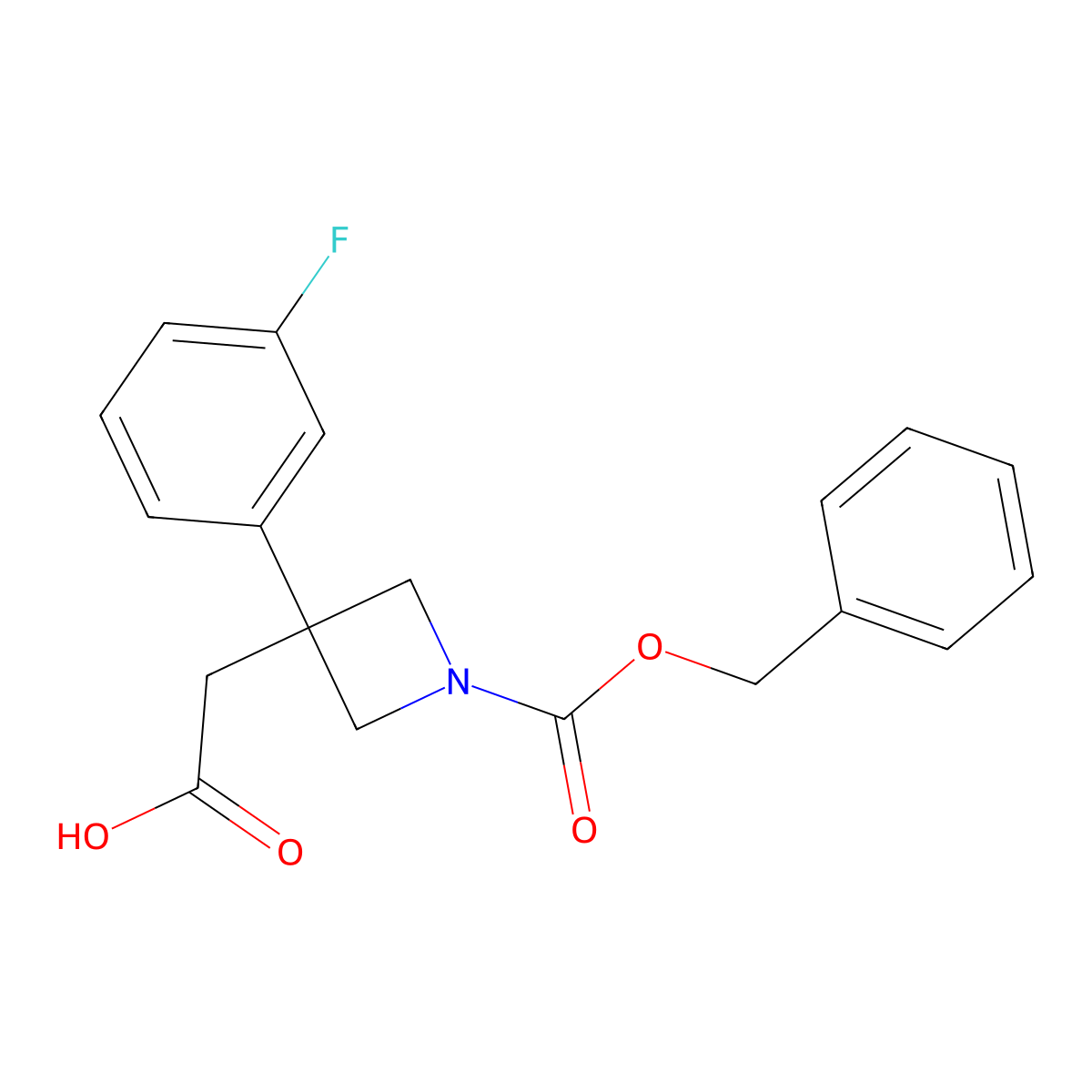 2-{1-[(Benzyloxy)carbonyl]-3-(3-fluorophenyl)azetidin-3-yl}acetic acid molecular structure, CAS 2580219-21-0