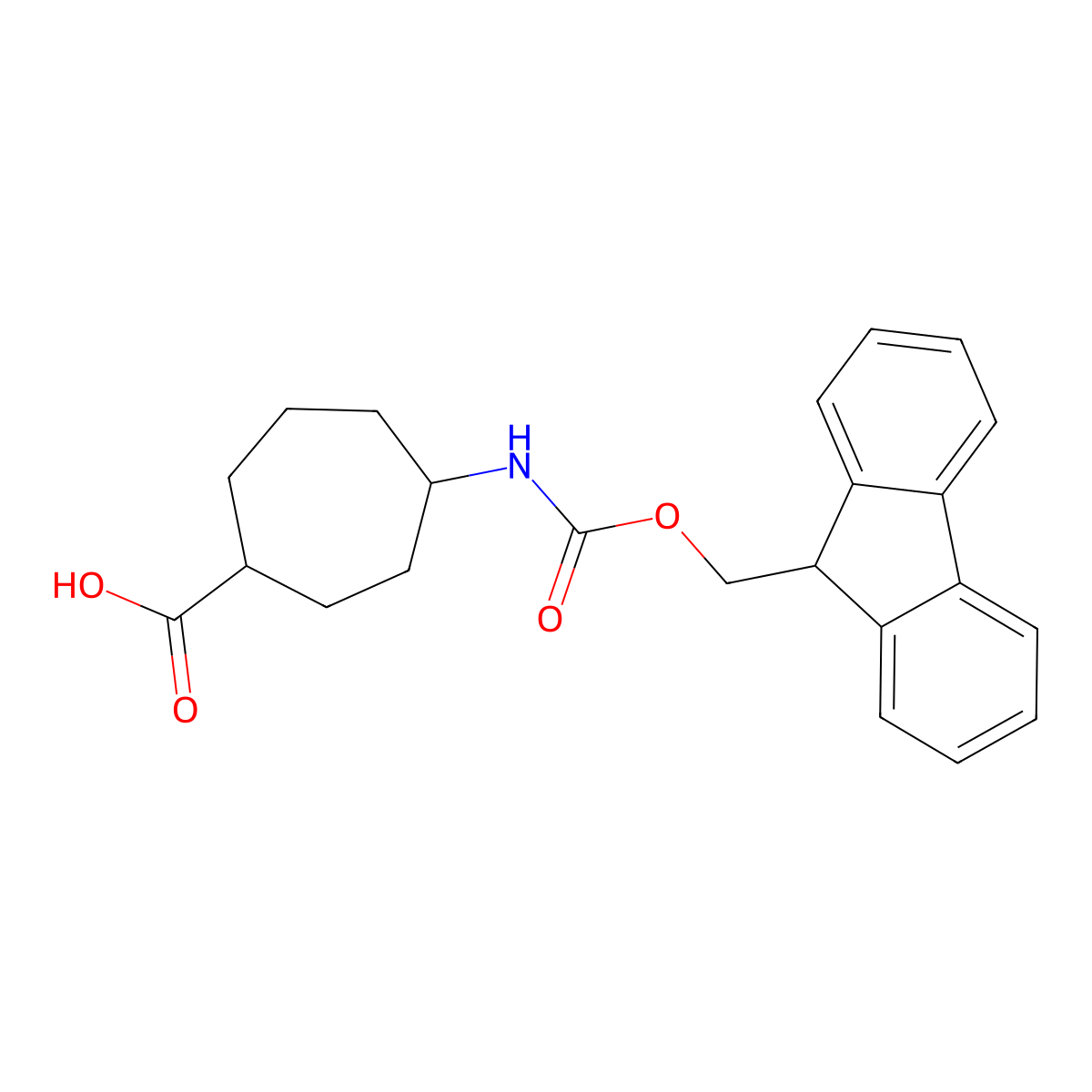 4-({[(9H-fluoren-9-yl)methoxy]carbonyl}amino)cycloheptane-1-carboxylic acid molecular structure, CAS 2580219-26-5