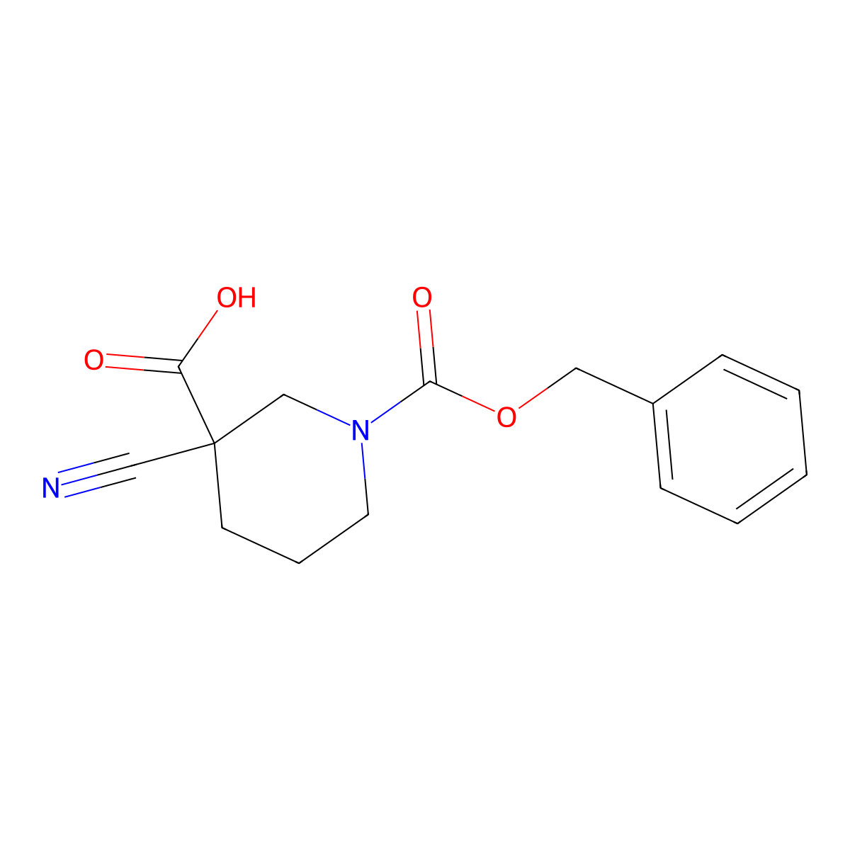 1-[(Benzyloxy)carbonyl]-3-cyanopiperidine-3-carboxylic acid molecular structure, CAS 2580219-32-3