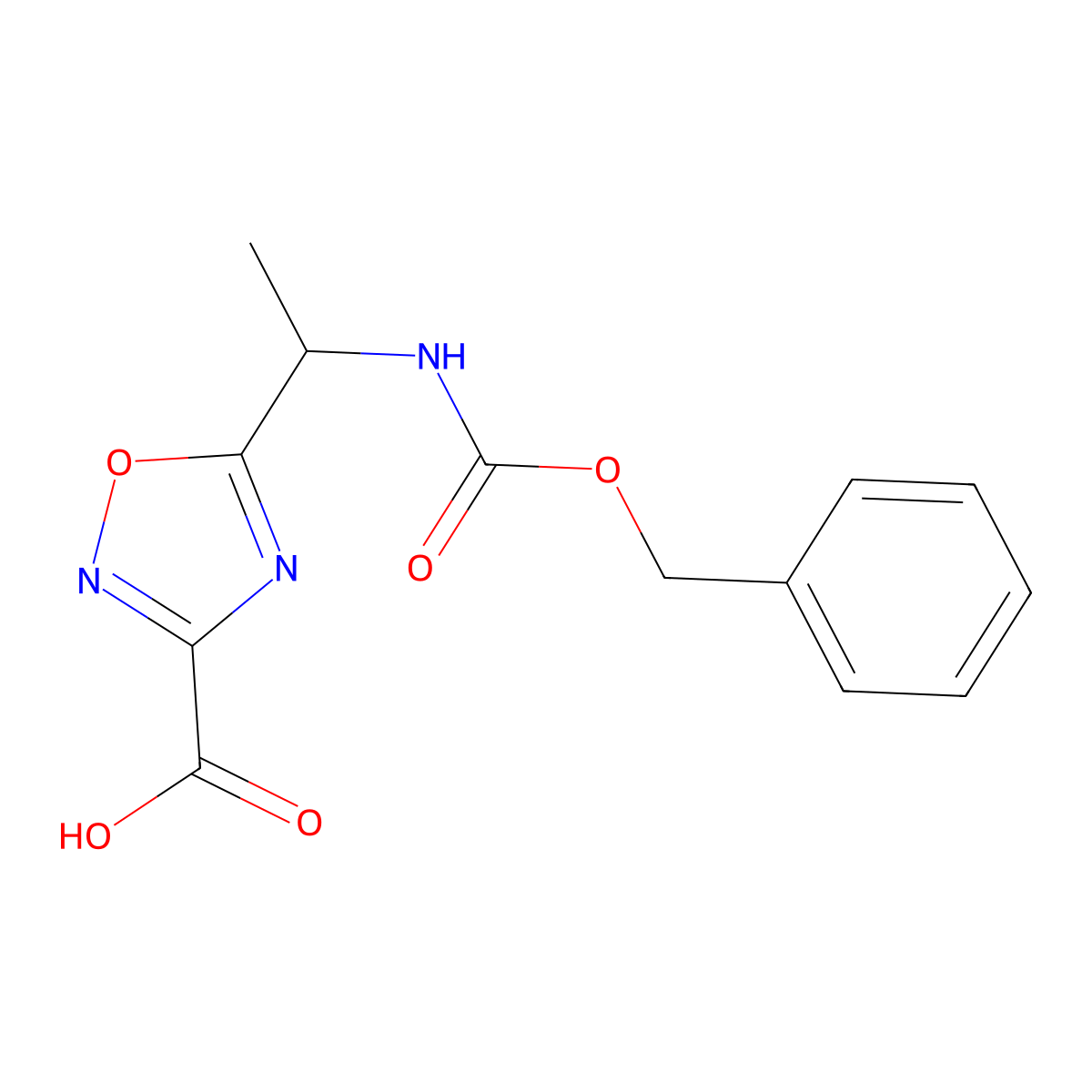 5-(1-{[(Benzyloxy)carbonyl]amino}ethyl)-1,2,4-oxadiazole-3-carboxylic acid molecular structure, CAS 2580219-44-7