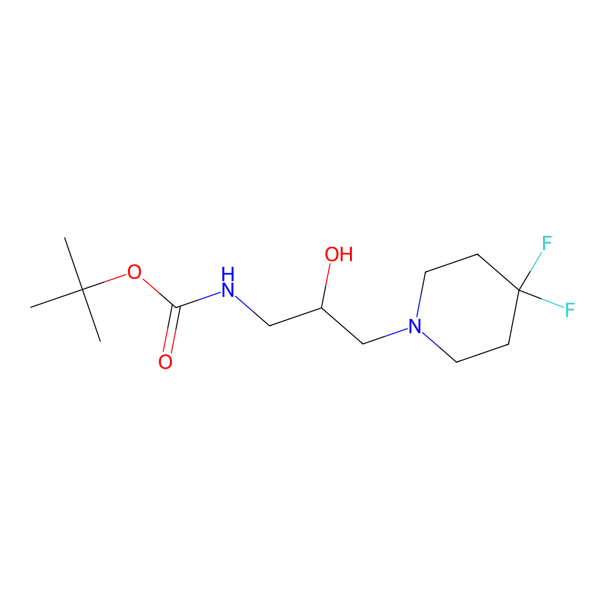tert-butyl N-[3-(4,4-difluoropiperidin-1-yl)-2-hydroxypropyl]carbamate molecular structure, CAS 2580219-46-9