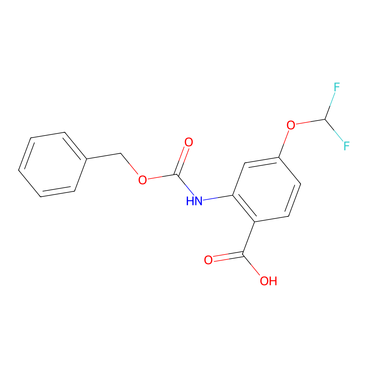 2-{[(Benzyloxy)carbonyl]amino}-4-(difluoromethoxy)benzoic acid molecular structure, CAS 2580219-48-1