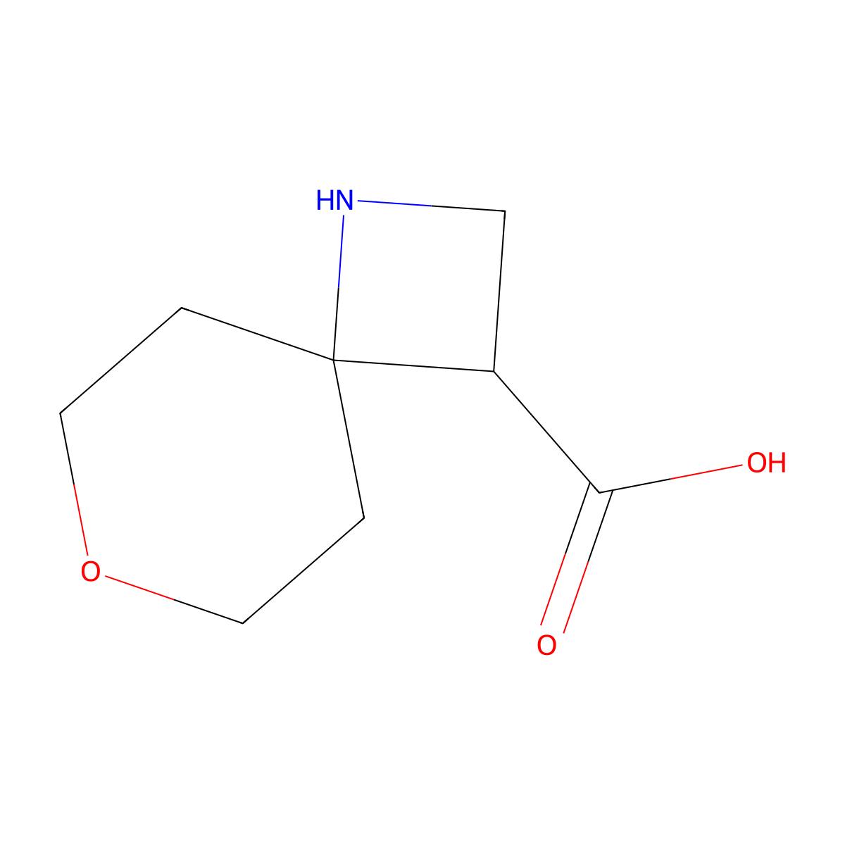 7-Oxa-1-azaspiro[3.5]nonane-3-carboxylic acid molecular structure, CAS 2580219-50-5