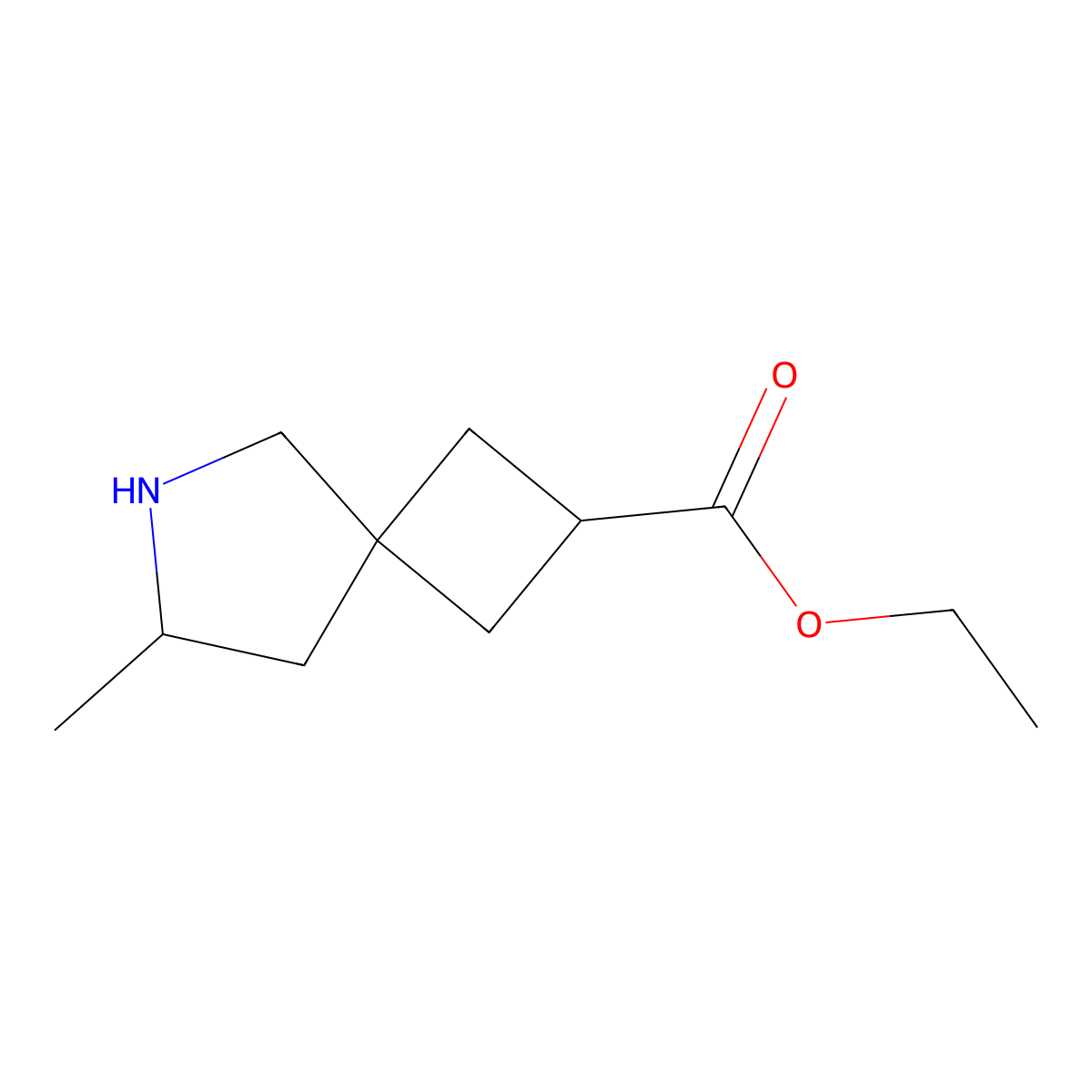 Ethyl 7-methyl-6-azaspiro[3.4]octane-2-carboxylate molecular structure, CAS 2580219-55-0