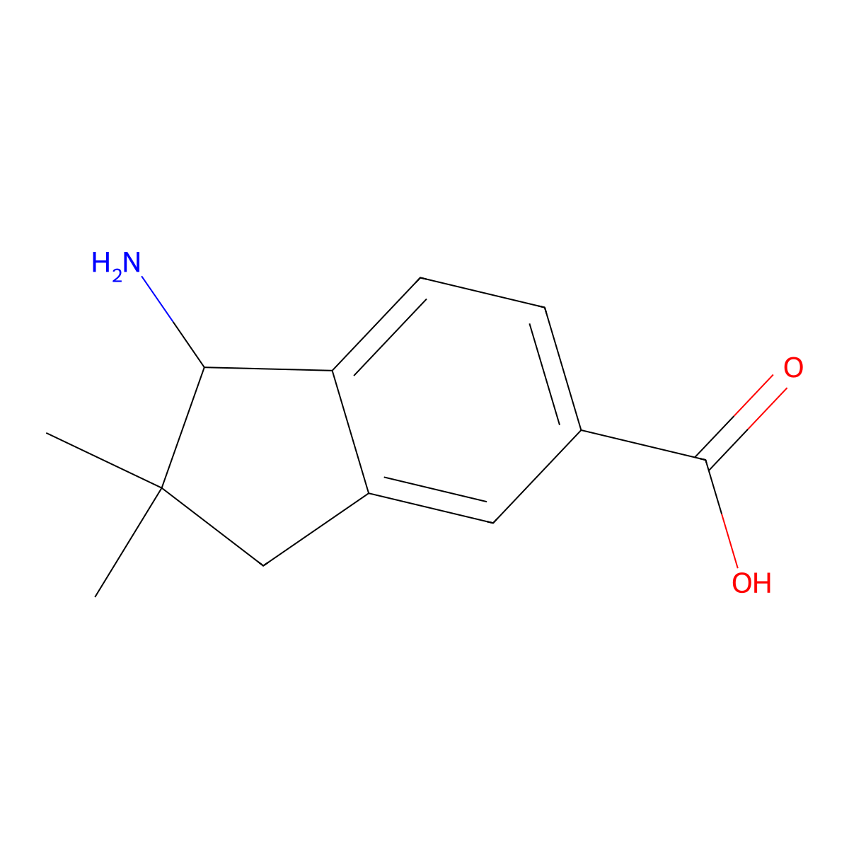 1-amino-2,2-dimethyl-2,3-dihydro-1H-indene-5-carboxylic acid molecular structure, CAS 2580219-57-2