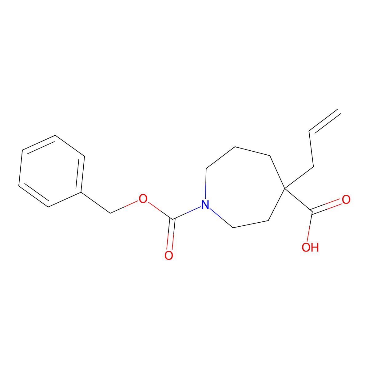 1-[(Benzyloxy)carbonyl]-4-(prop-2-en-1-yl)azepane-4-carboxylic acid molecular structure, CAS 2580219-64-1