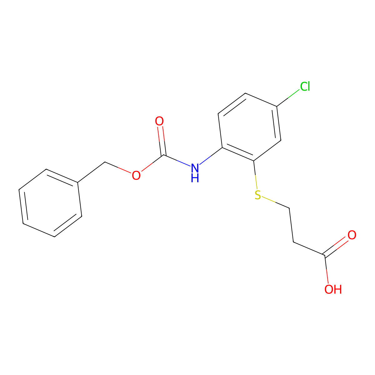 3-[(2-{[(Benzyloxy)carbonyl]amino}-5-chlorophenyl)sulfanyl]propanoic acid molecular structure, CAS 2580219-65-2
