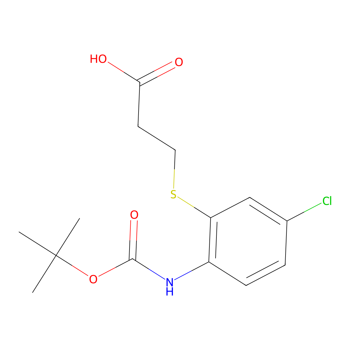 3-[(2-{[(Tert-butoxy)carbonyl]amino}-5-chlorophenyl)sulfanyl]propanoic acid molecular structure, CAS 2580219-66-3