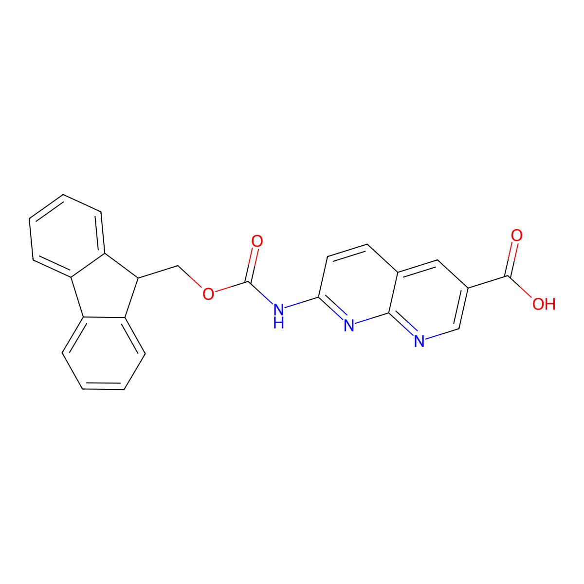 7-({[(9H-fluoren-9-yl)methoxy]carbonyl}amino)-1,8-naphthyridine-3-carboxylic acid molecular structure, CAS 2580219-75-4