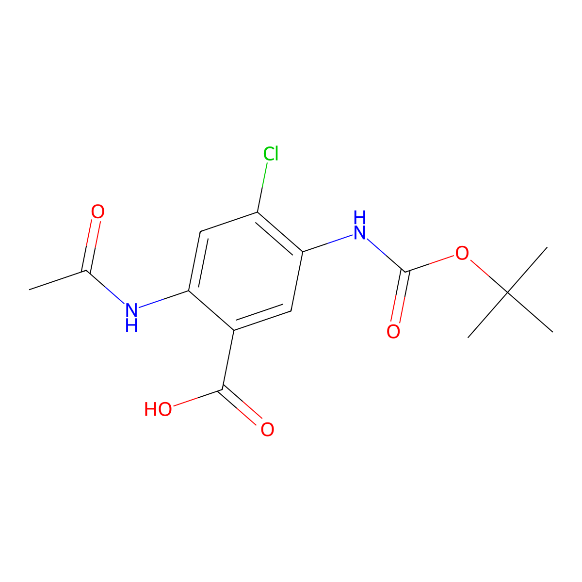 5-{[(Tert-butoxy)carbonyl]amino}-4-chloro-2-acetamidobenzoic acid molecular structure, CAS 2580219-76-5