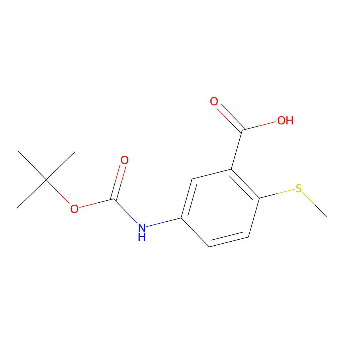 5-{[(Tert-butoxy)carbonyl]amino}-2-(methylsulfanyl)benzoic acid molecular structure, CAS 2580219-79-8