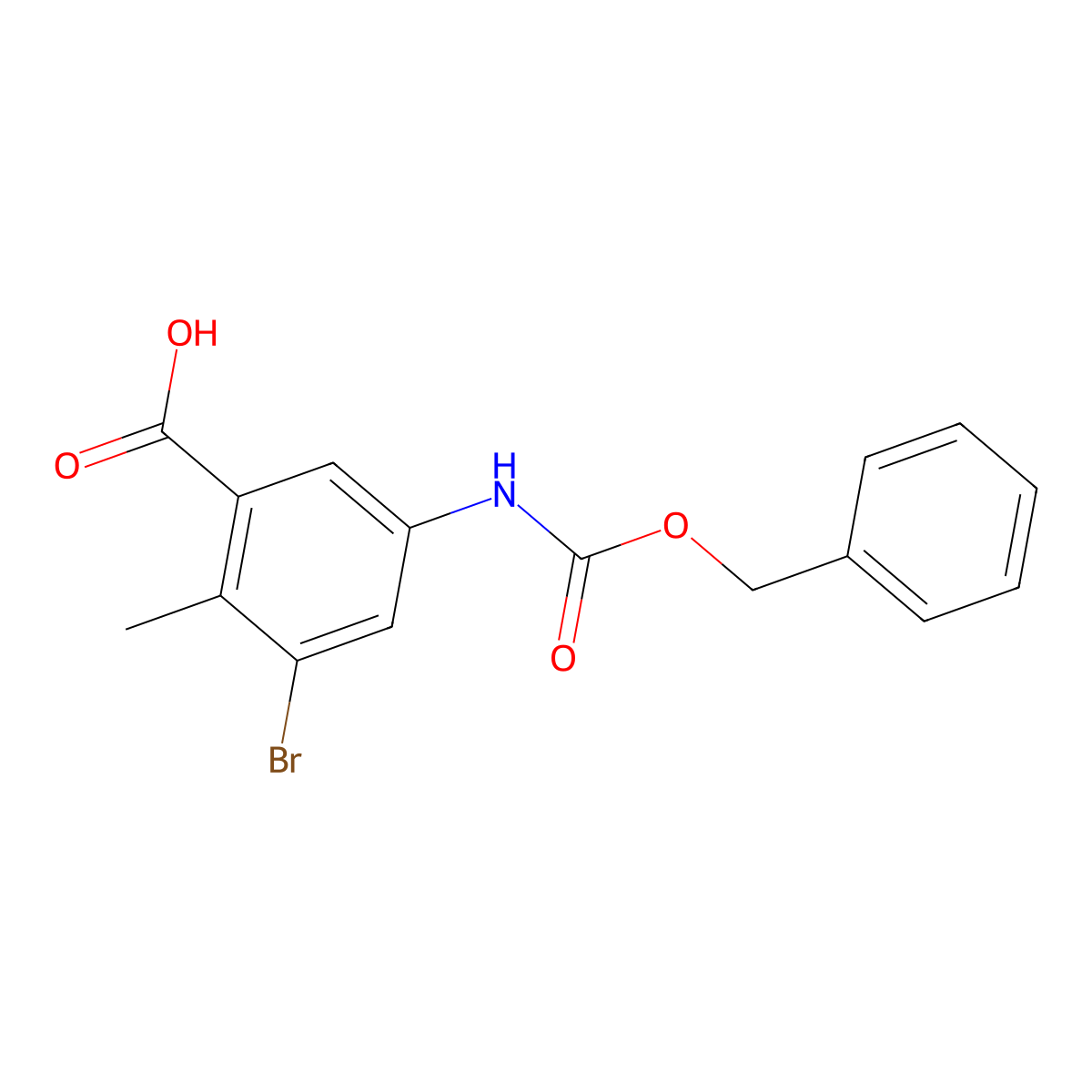 5-{[(Benzyloxy)carbonyl]amino}-3-bromo-2-methylbenzoic acid molecular structure, CAS 2580219-83-4