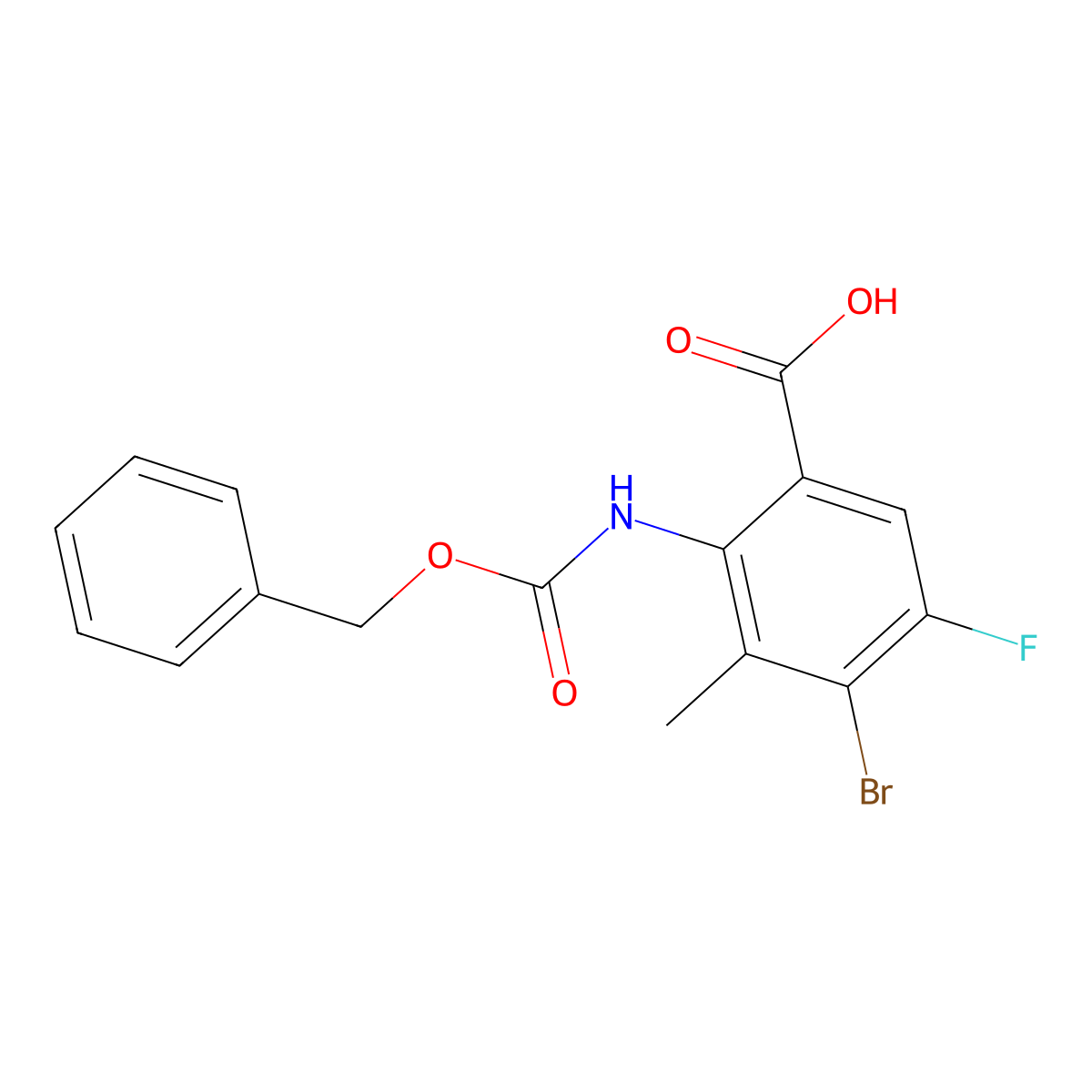 2-{[(Benzyloxy)carbonyl]amino}-4-bromo-5-fluoro-3-methylbenzoic acid molecular structure, CAS 2580219-84-5